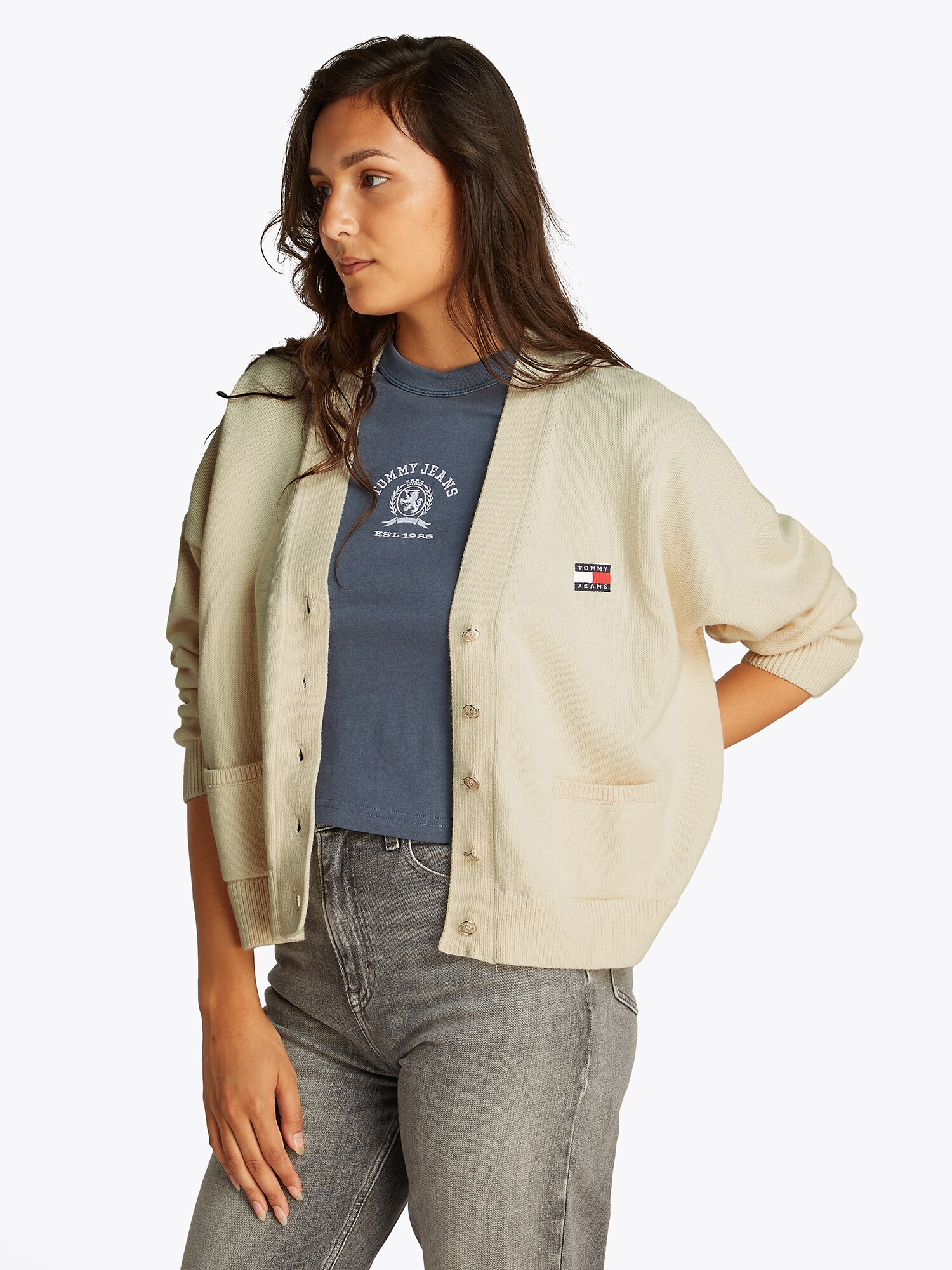 Tommy Jeans Kardigán  tengerészkék / vérvörös / gyapjúfehér termék 2. képe