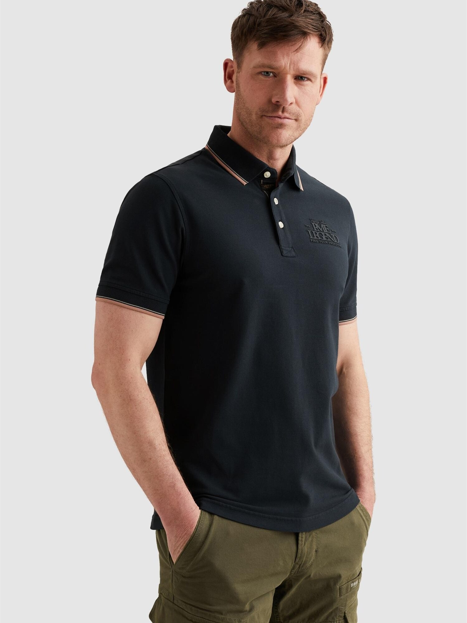 Piqué Poloshirt Carbon Marine Blå Mörkblå Storlek 2