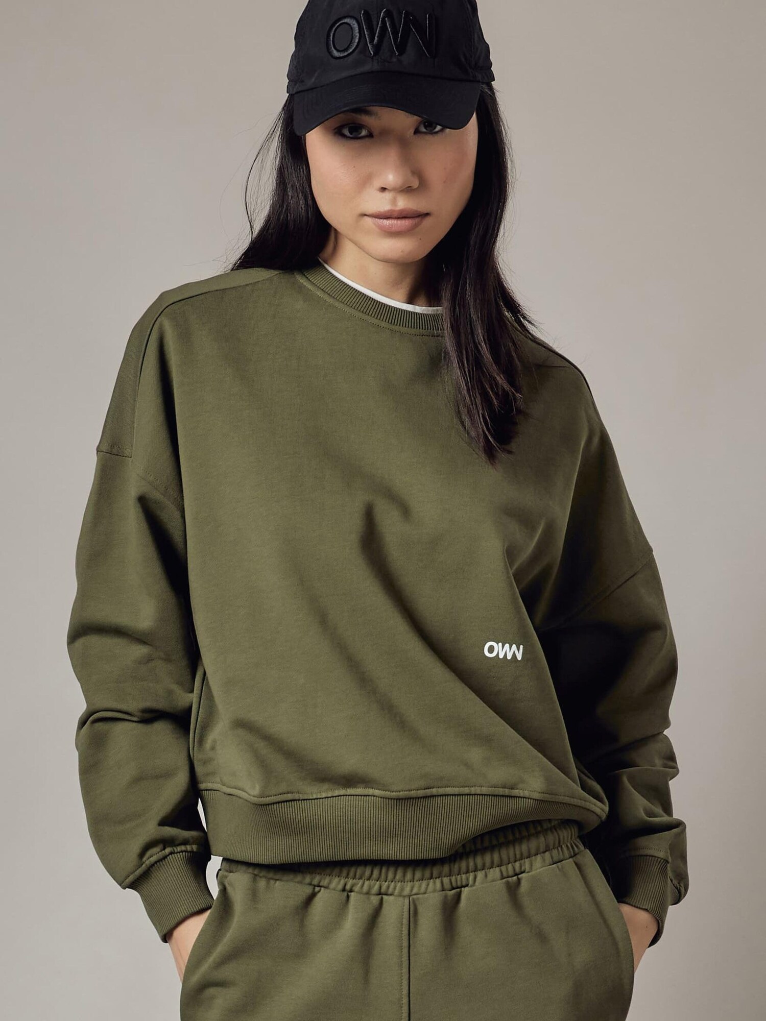 OWN Off With Nature Felpa 'Felpa Girocollo Loose Fit' oliva