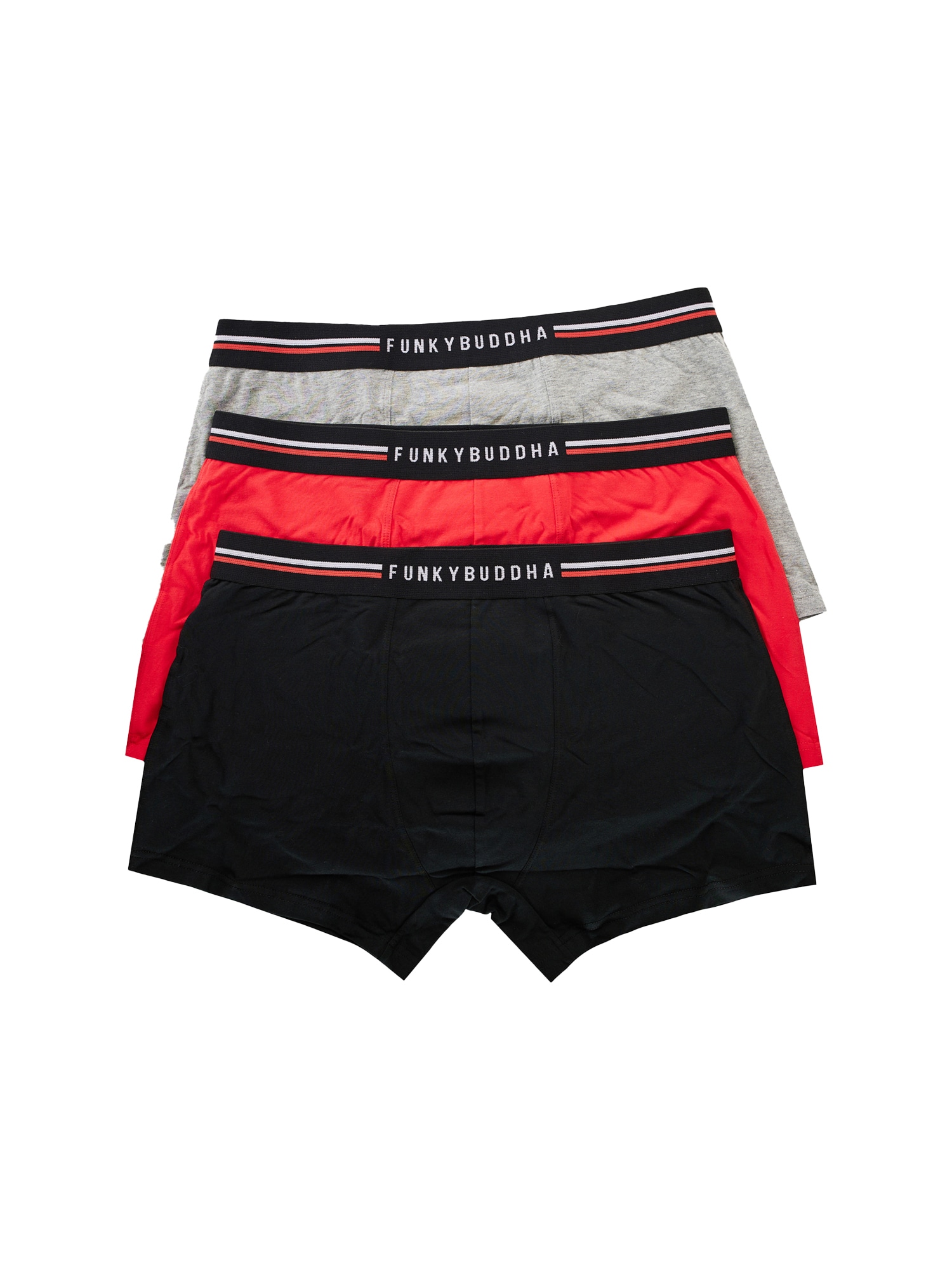Funky Buddha Boxerky  sivá melírovaná / červená / čierna / biela
