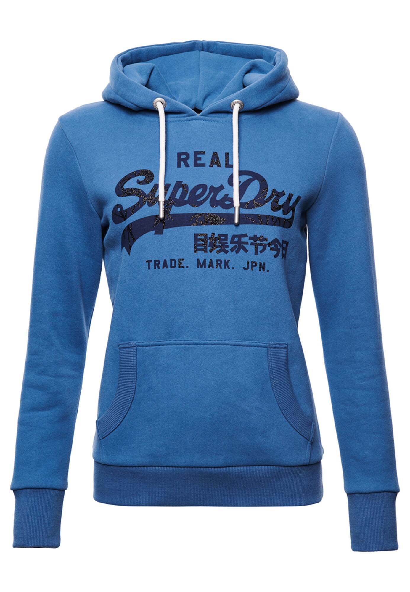 Superdry Megztinis be užsegimo 'RISING SUN'  mėlyna dūmų spalva / tamsiai mėlyna