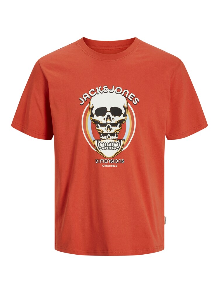 JACK & JONES T-Shirt 'JORAnatomy Skull' Herren Größe XXL honig / dunkelorange / schwarz / weiß