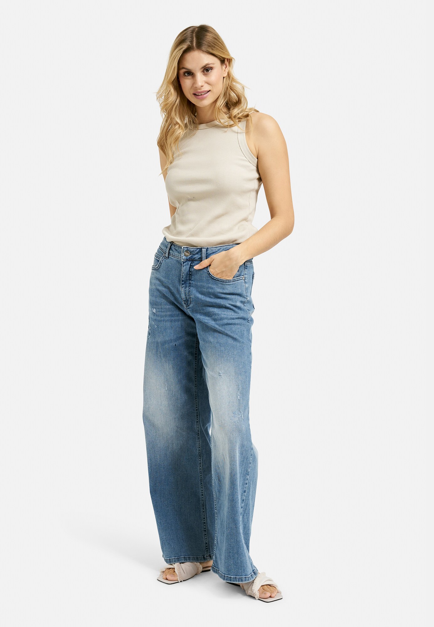 Thumbnail - Milano Italy Wide Leg Jeans im Used Look