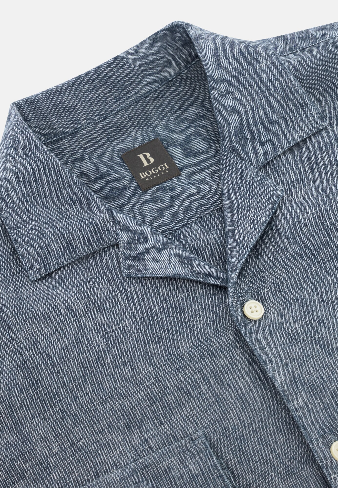 Boggi Milano Košeľa  modrá denim (obrázok 6)