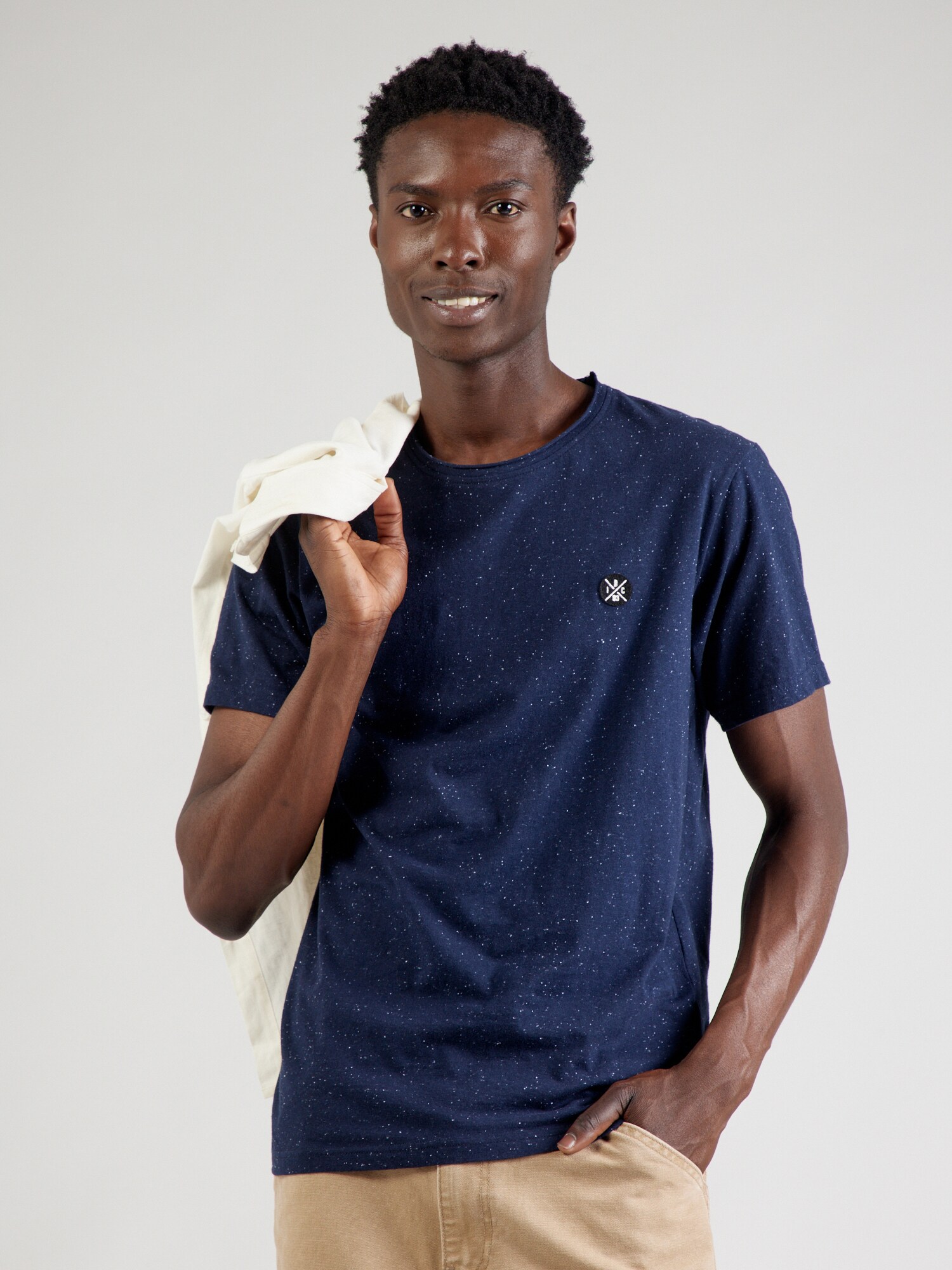 INDICODE JEANS Póló 'Carlsin'  tengerészkék / fekete / fehér termék 2. képe