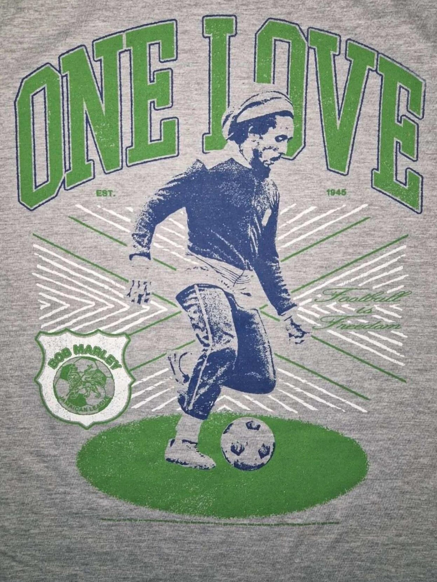Bob Marley Camiseta 'Bob Marley One Love, FootBall T-Shirt' gris – imagen 3