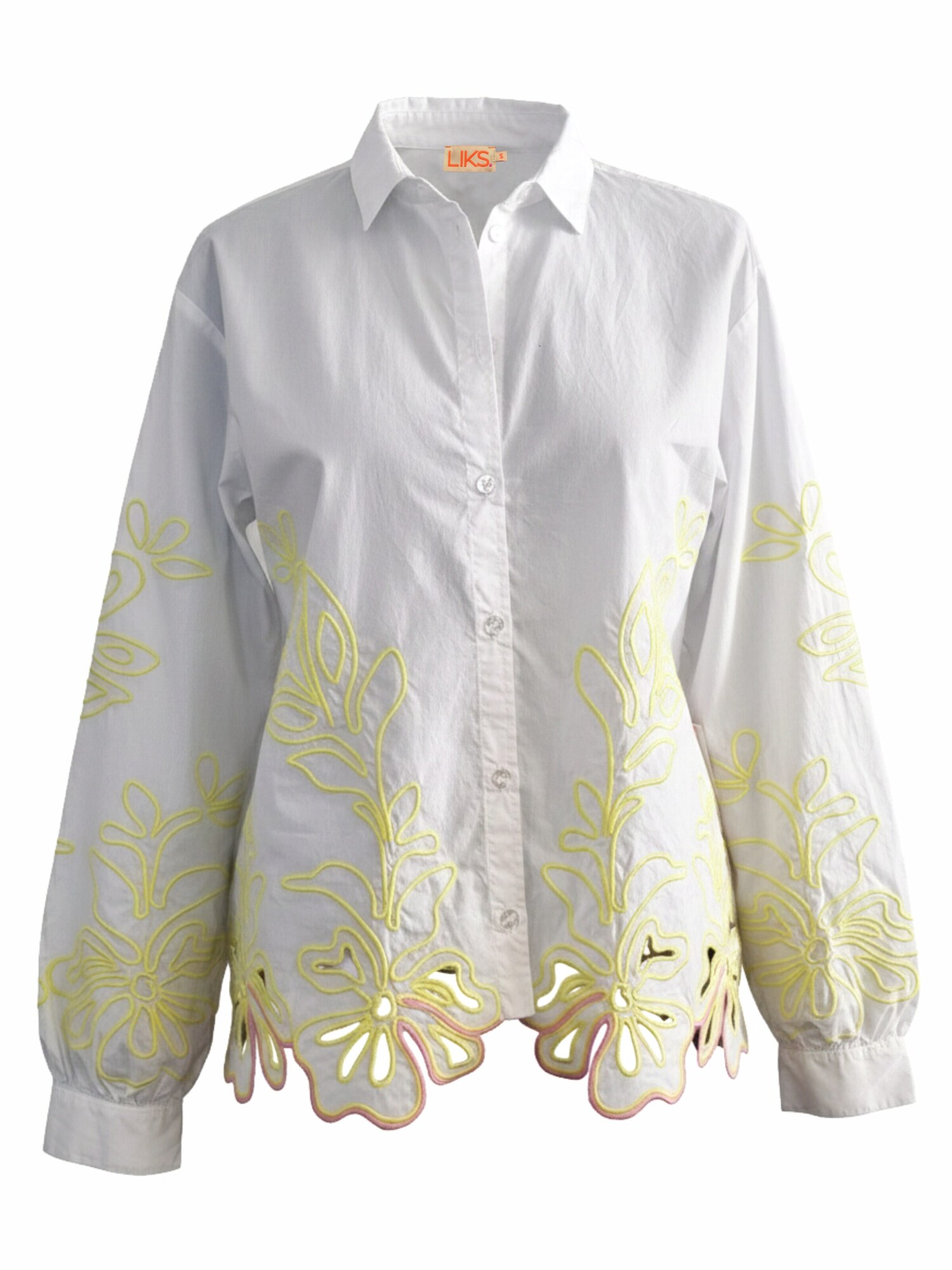 LIKS. Munich Camicia da donna 'Damenbluse mit raffinierter Stickerei aus reiner Baumwolle - GraceC'  bianco