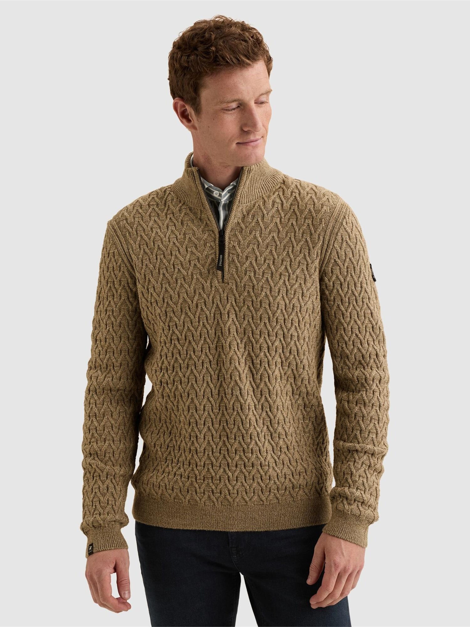 Tröja 'Pullover in a wool blend with half-zip'