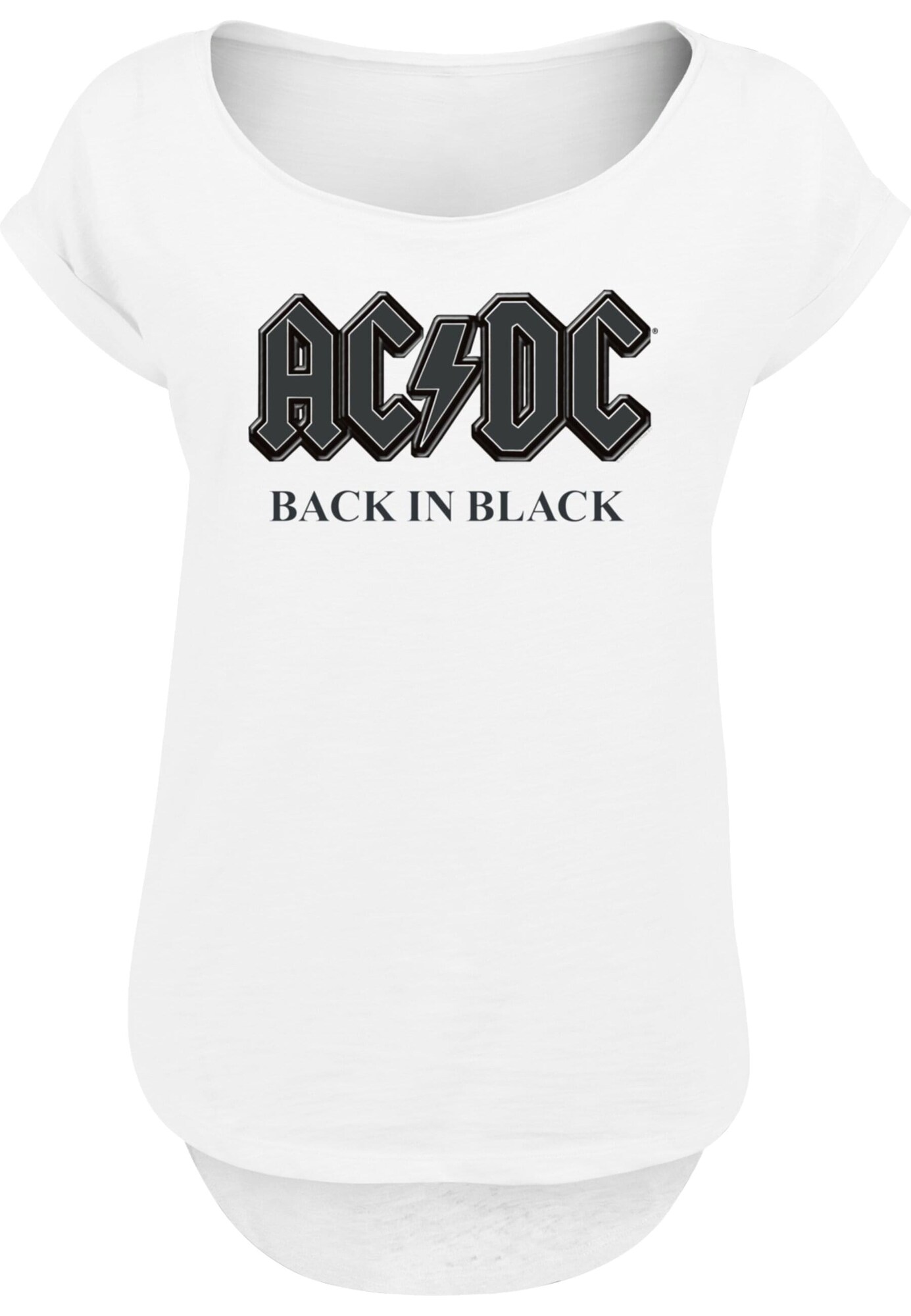F4NT4STIC Tricou ACDC Back In Black  gri metalic / alb amestacat