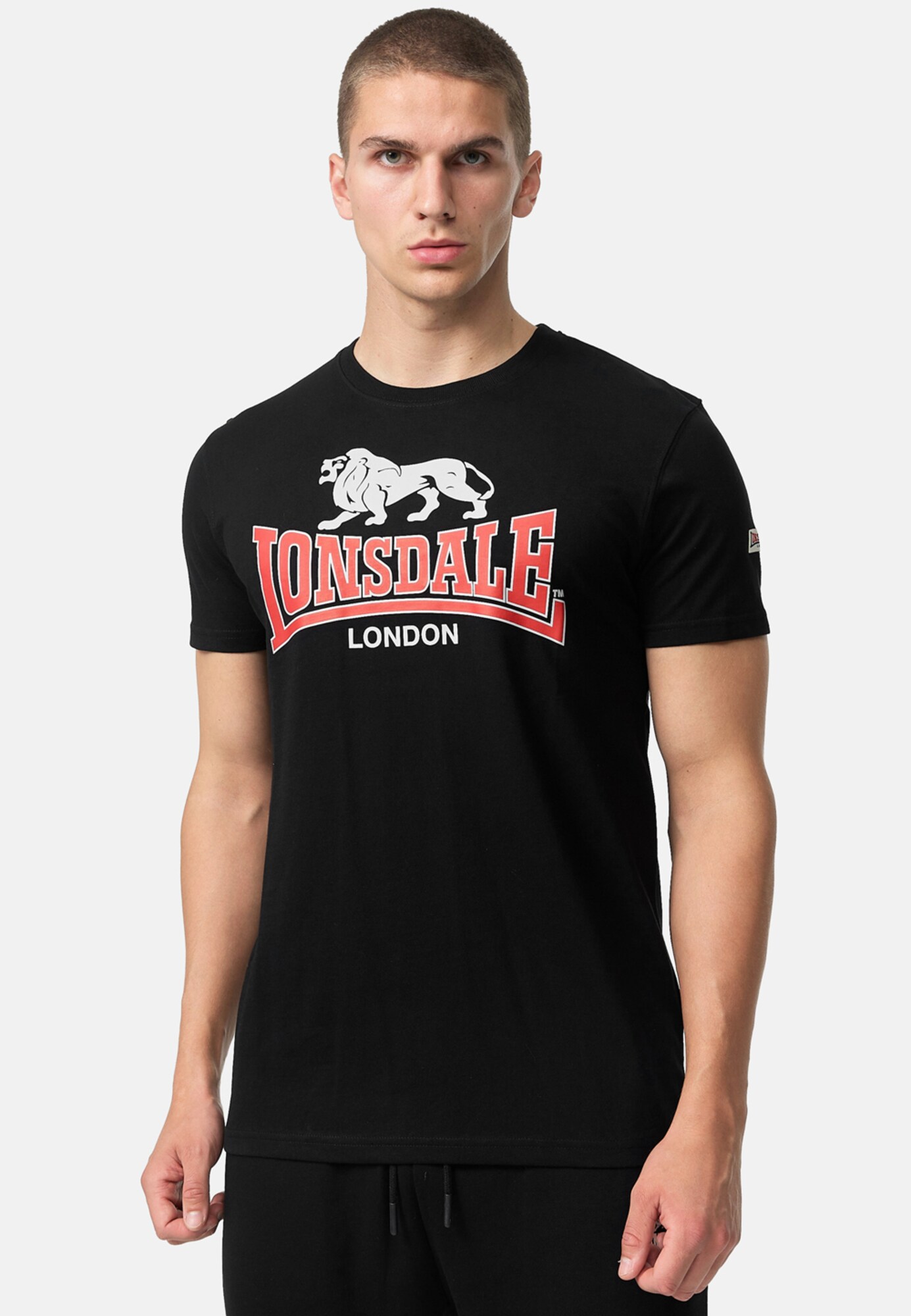 LONSDALE Tricou Cromane  gri deschis / roșu intens / negru