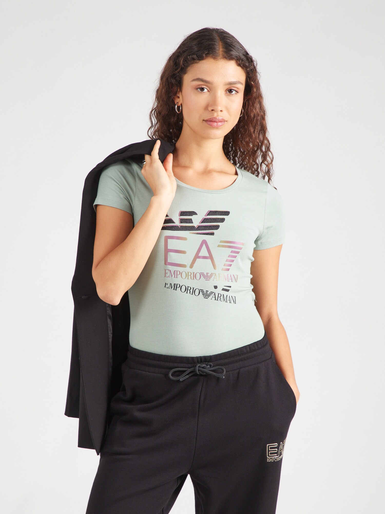 EA7 Emporio Armani Póló  zöld / narancs / rózsaszín / fekete termék 2. képe