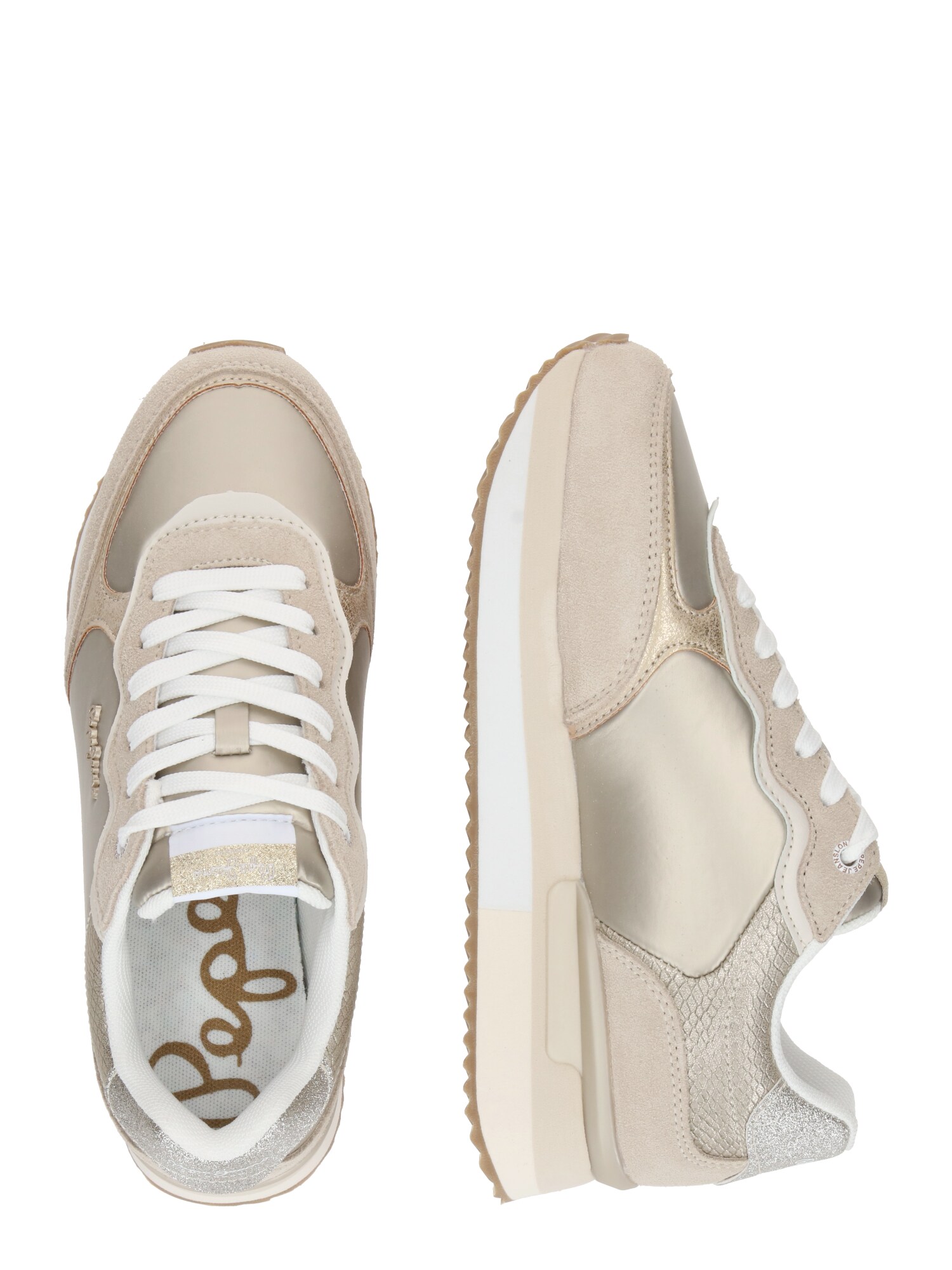 Pepe Jeans Rövid szárú sportcipők 'RUSPER SHINE'  bézs / ekrü / arany / ezüst termék 2. képe
