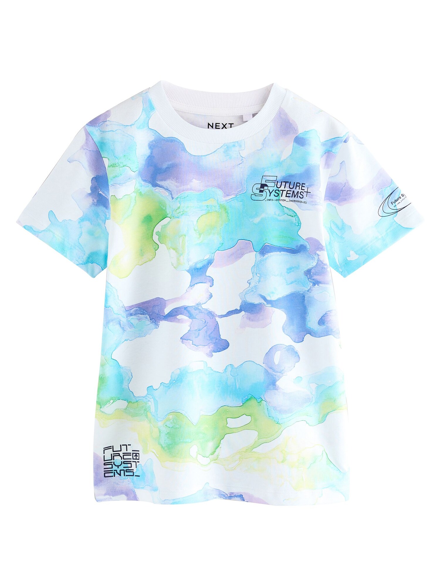Next Tricou  azur / verde deschis / mov deschis / alb