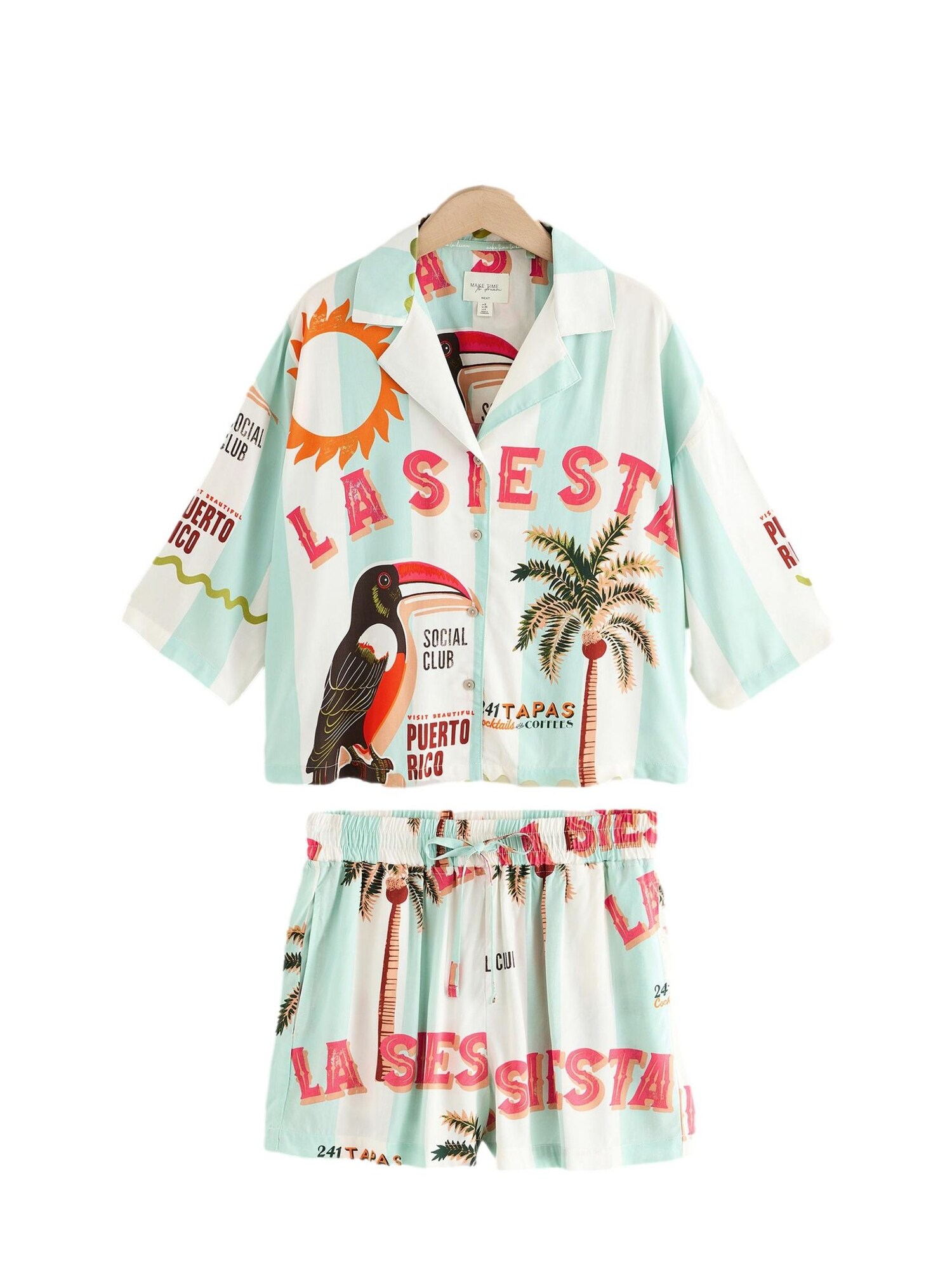 Next Pijama  albastru deschis / maro deschis / roșu / negru