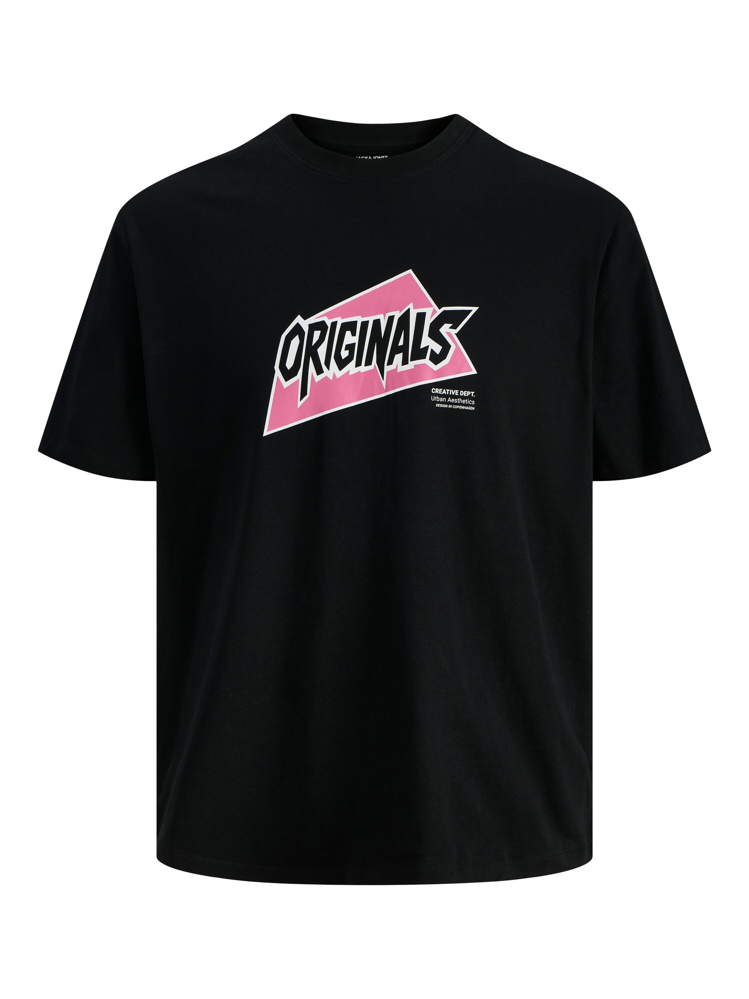 JACK & JONES Camiseta 'JORKAI' rosa / negro / blanco