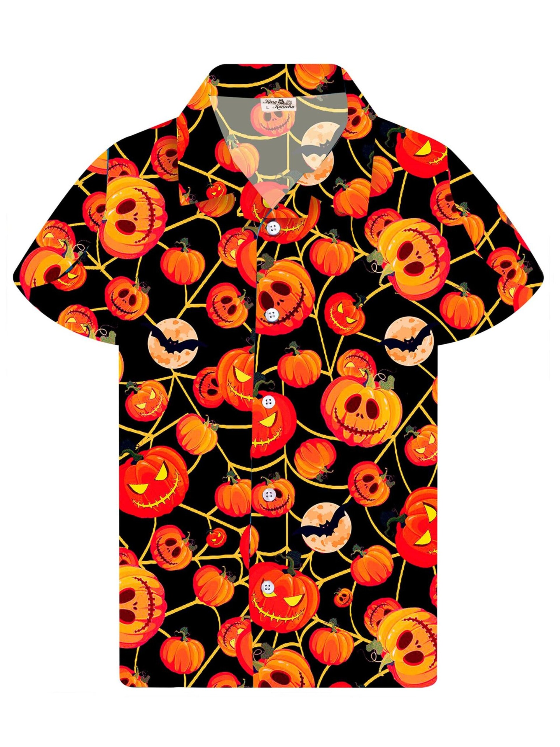 King Kameha T-shirt 'Halloween Pumpkin Web' herr