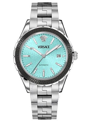VERSACE Reloj analógico 'Greca'  aqua / plata