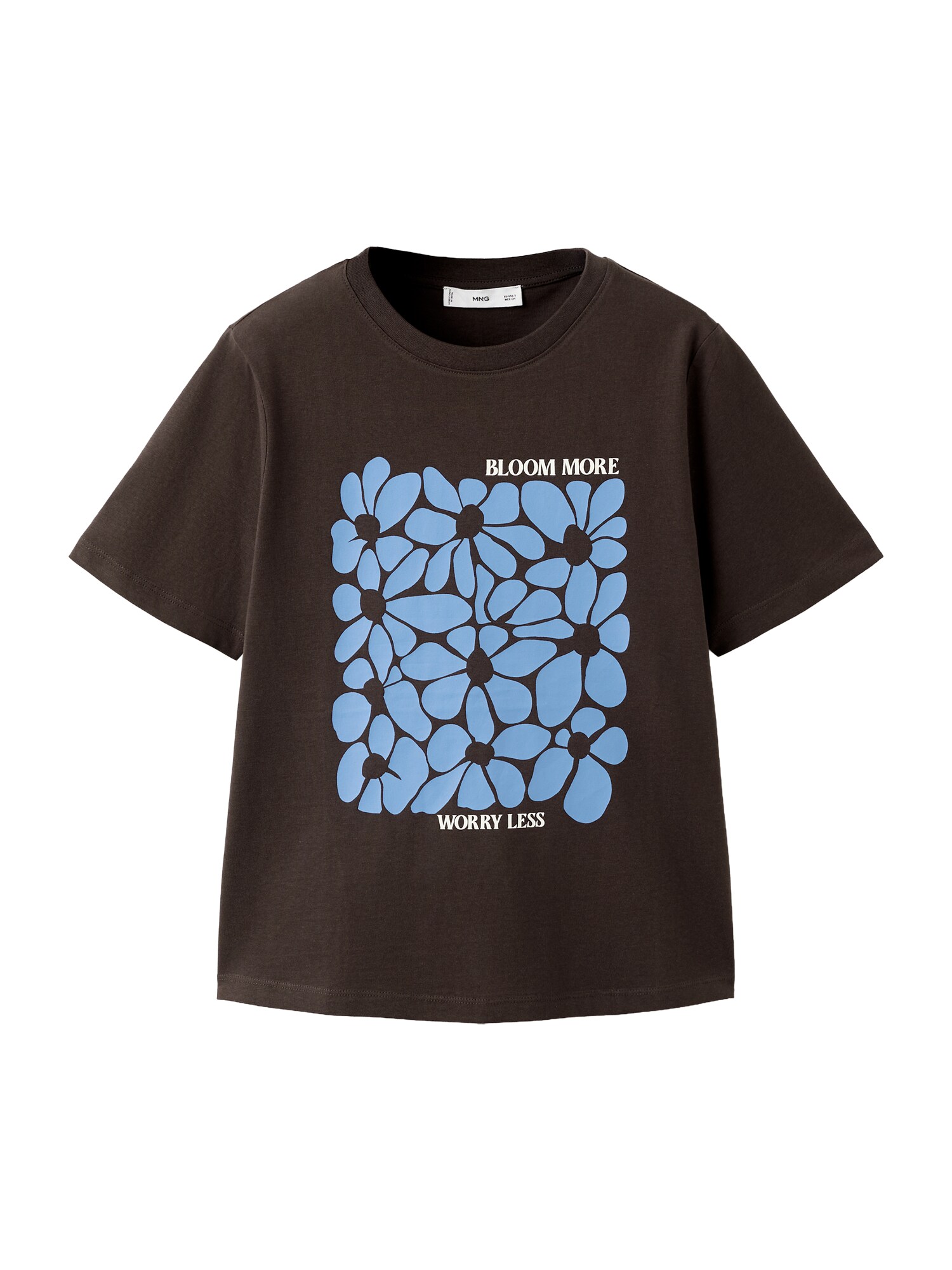 MANGO Tricou 'ILUSTRA'  albastru deschis / maro / alb