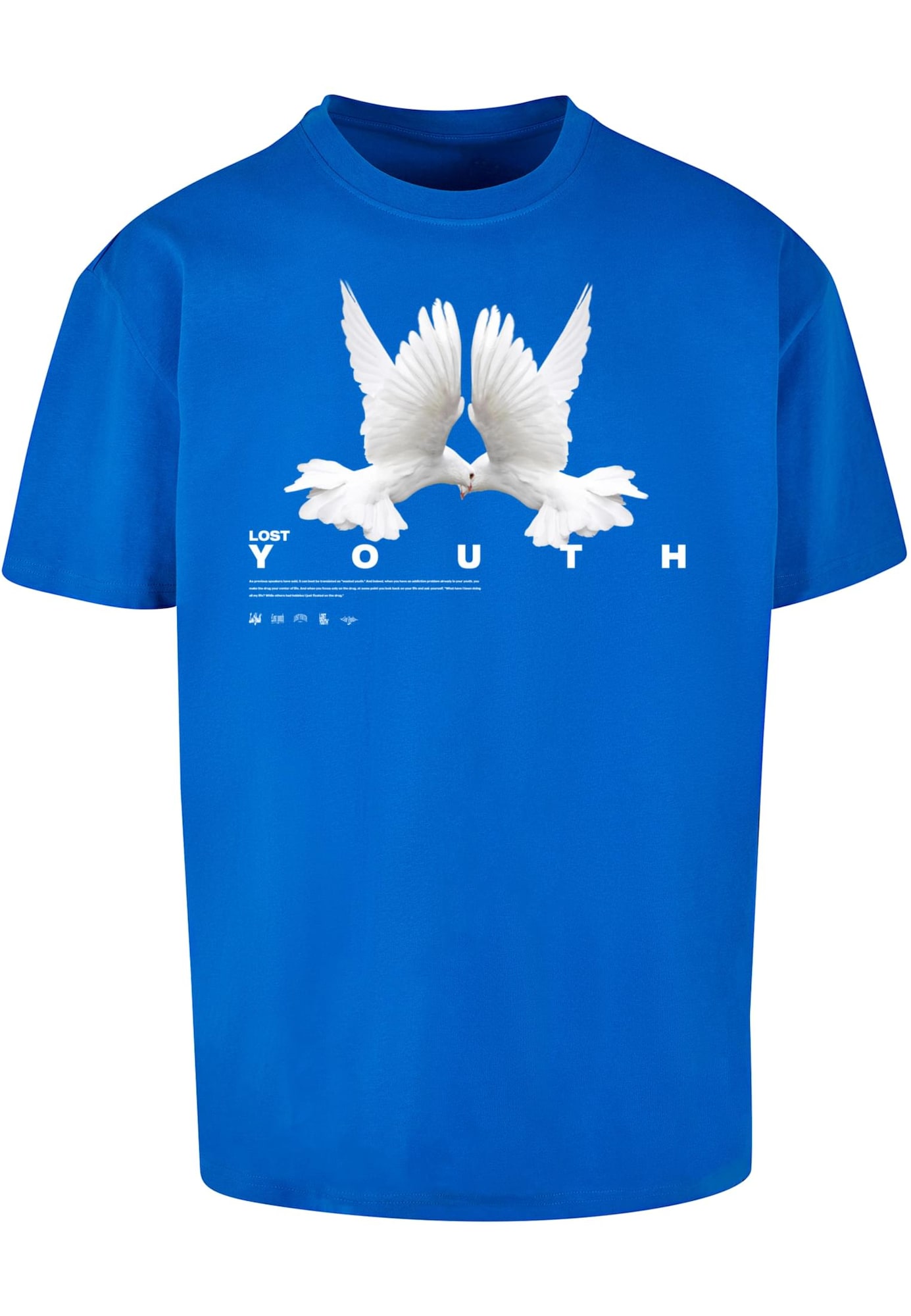 Lost Youth Marškinėliai 'Dove' sodri mėlyna („karališka“) / pilka / balta
