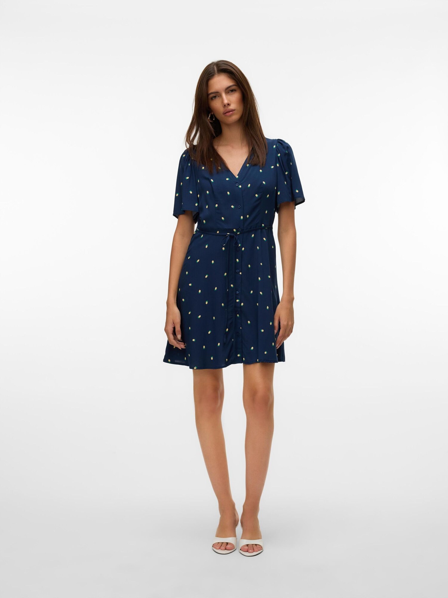VERO MODA Košeľové šaty 'VMALBA' námornícka modrá / žltá / tmavozelená (obrázok 4)