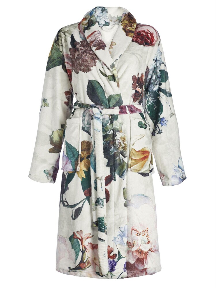 ESSENZA Bademantel 'Fleur' Damen Größe L beige / hellblau / grün / lila