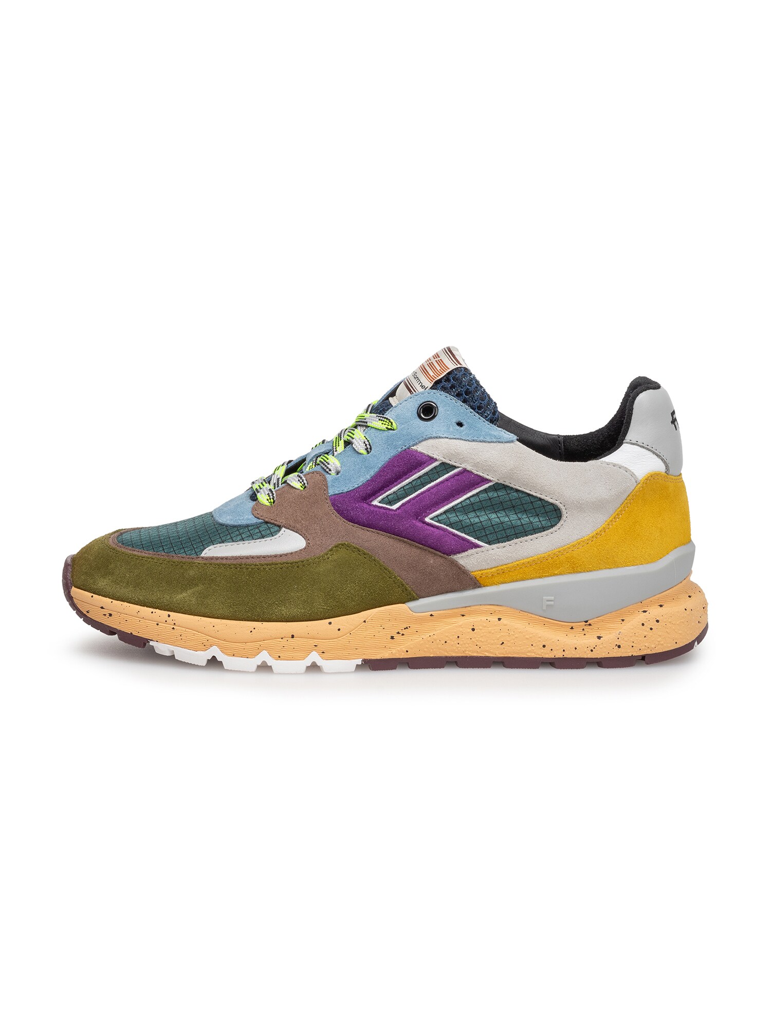 Floris Van Bommel Sneakers Laag 'De Treener 01' Blauw / Donkergeel / Kaki / Lichtlila