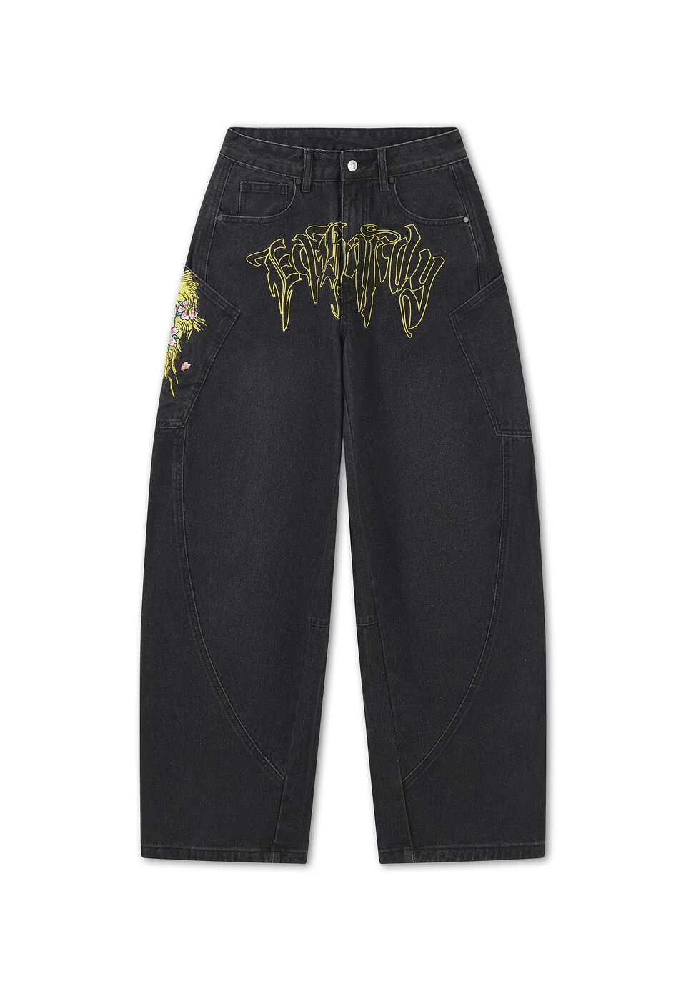 Jeans 'Gothic Skull' azur / gul / rosé