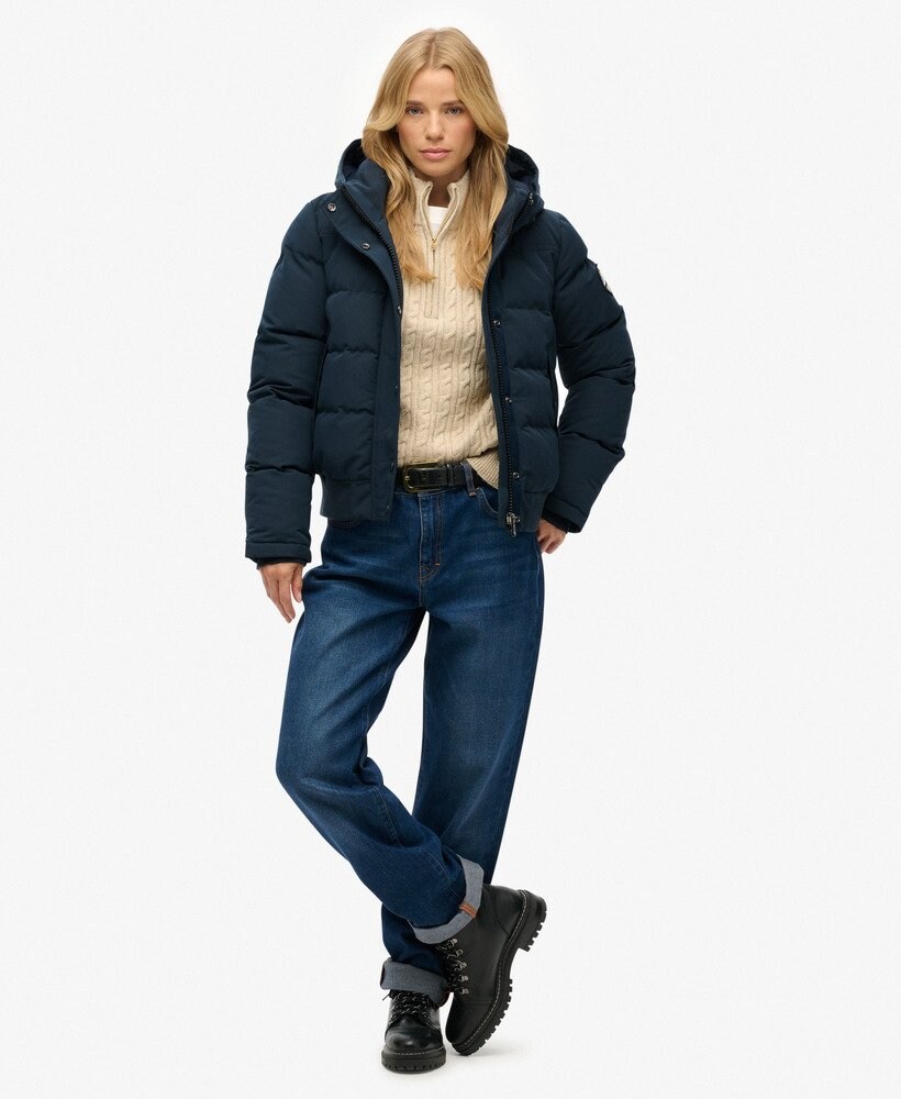 Superdry Jacke Damen Größe S beige / blau / dunkelblau / weiß Winterjacke