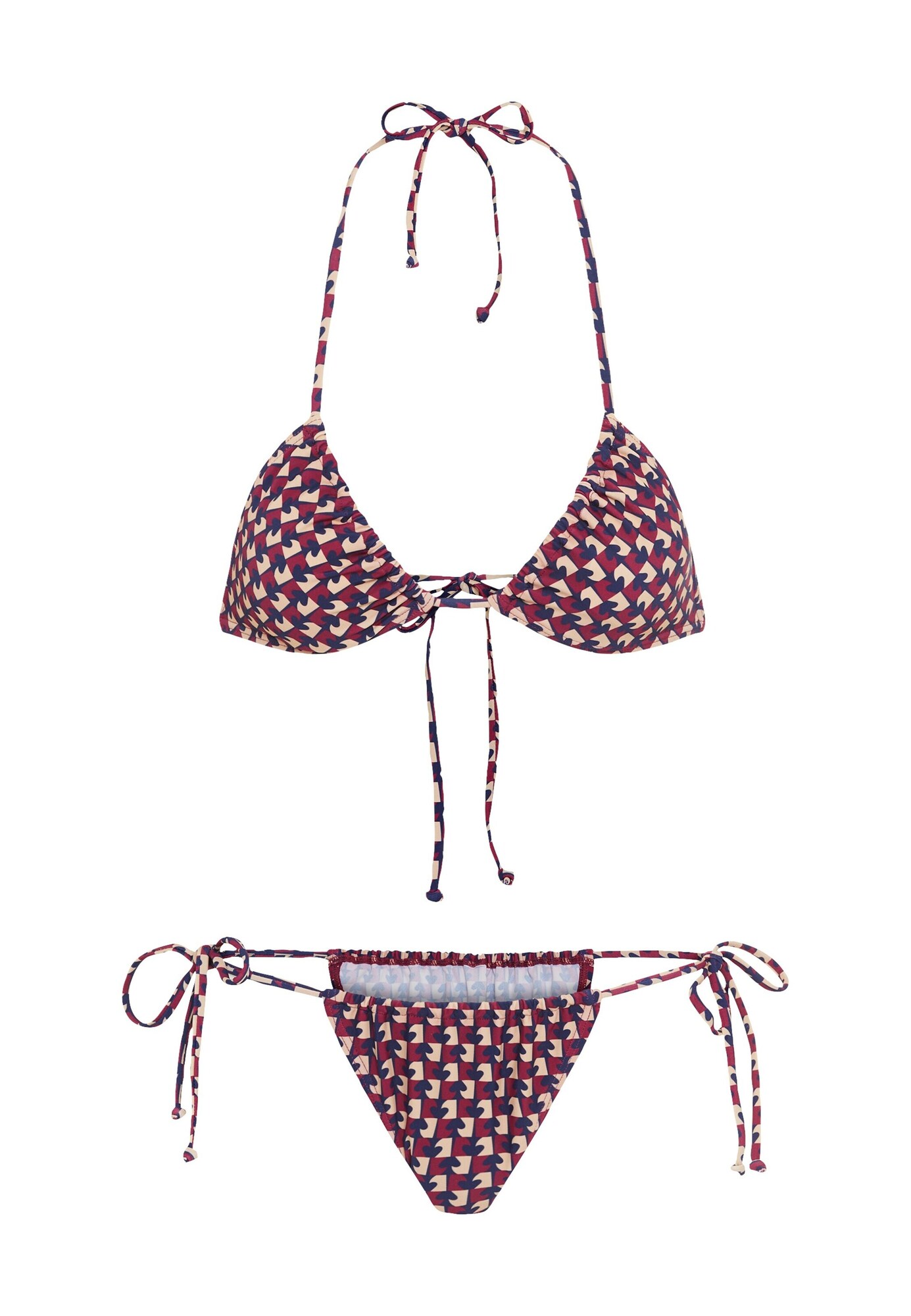 LSCN by LASCANA Costum de baie două piese  crem / bleumarin / roșu bordeaux