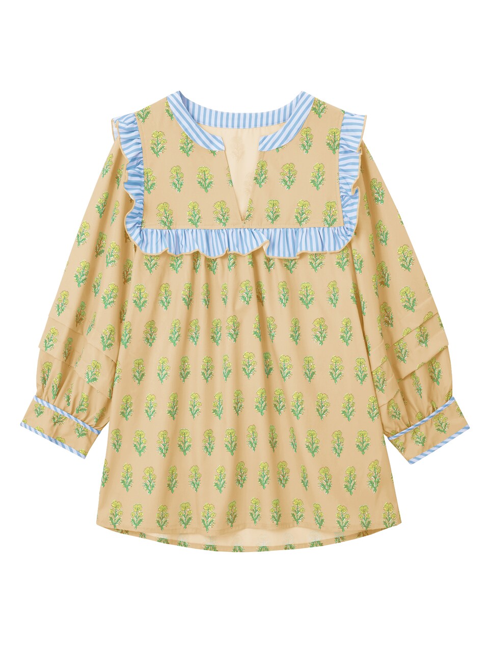 Blus gul / khaki / ljusgrön