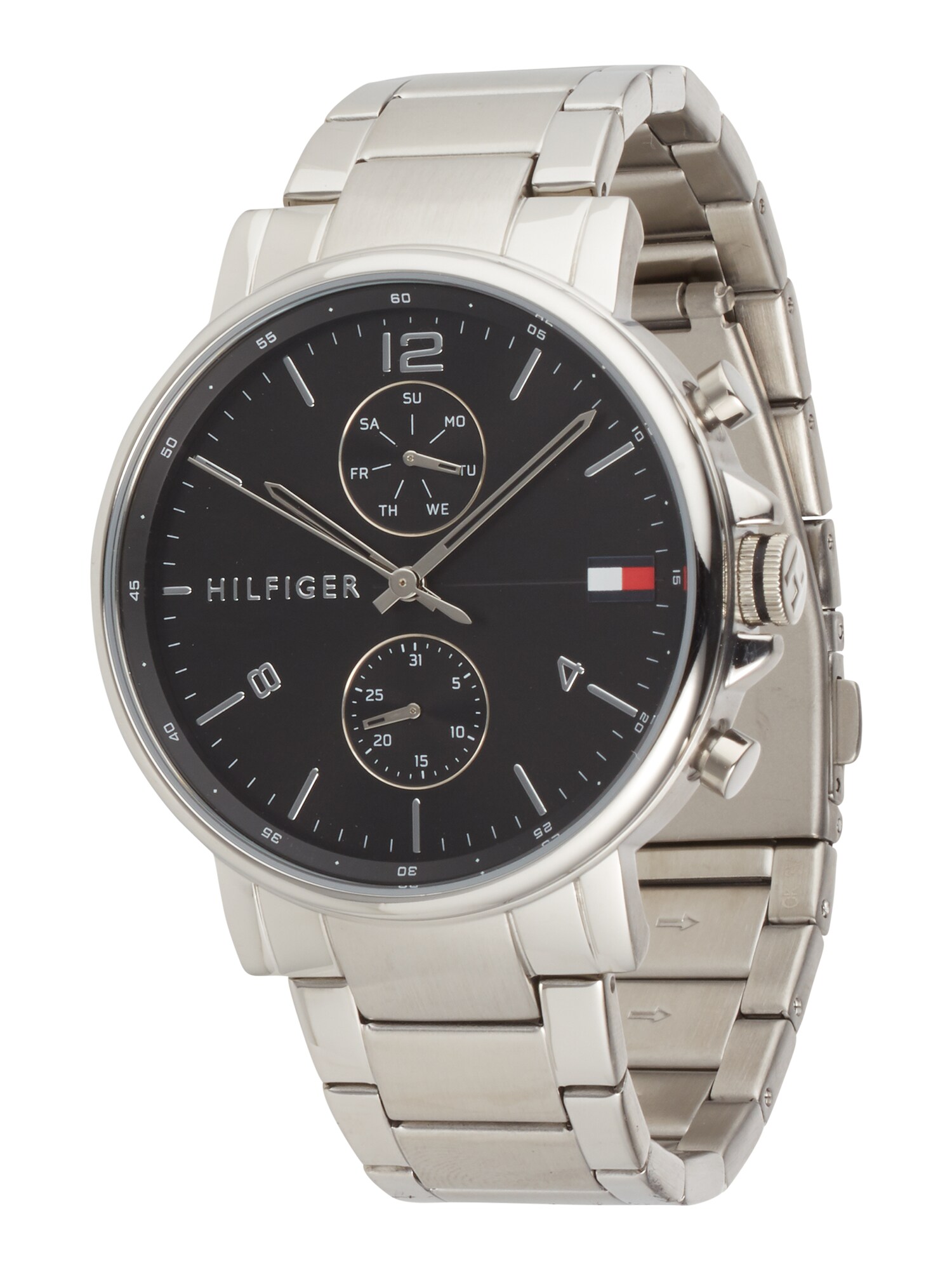 TOMMY HILFIGER Analoginis (įprastinio dizaino) laikrodis 'Daniel'  juoda / sidabrinė