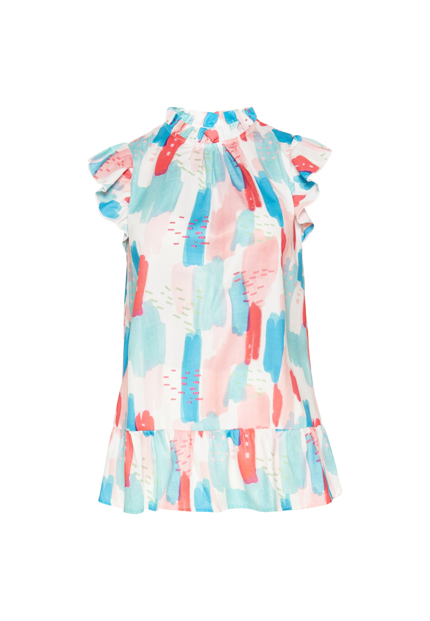 FELIPA Bluză Fashion Look  azuriu / albastru deschis / roz / roșu