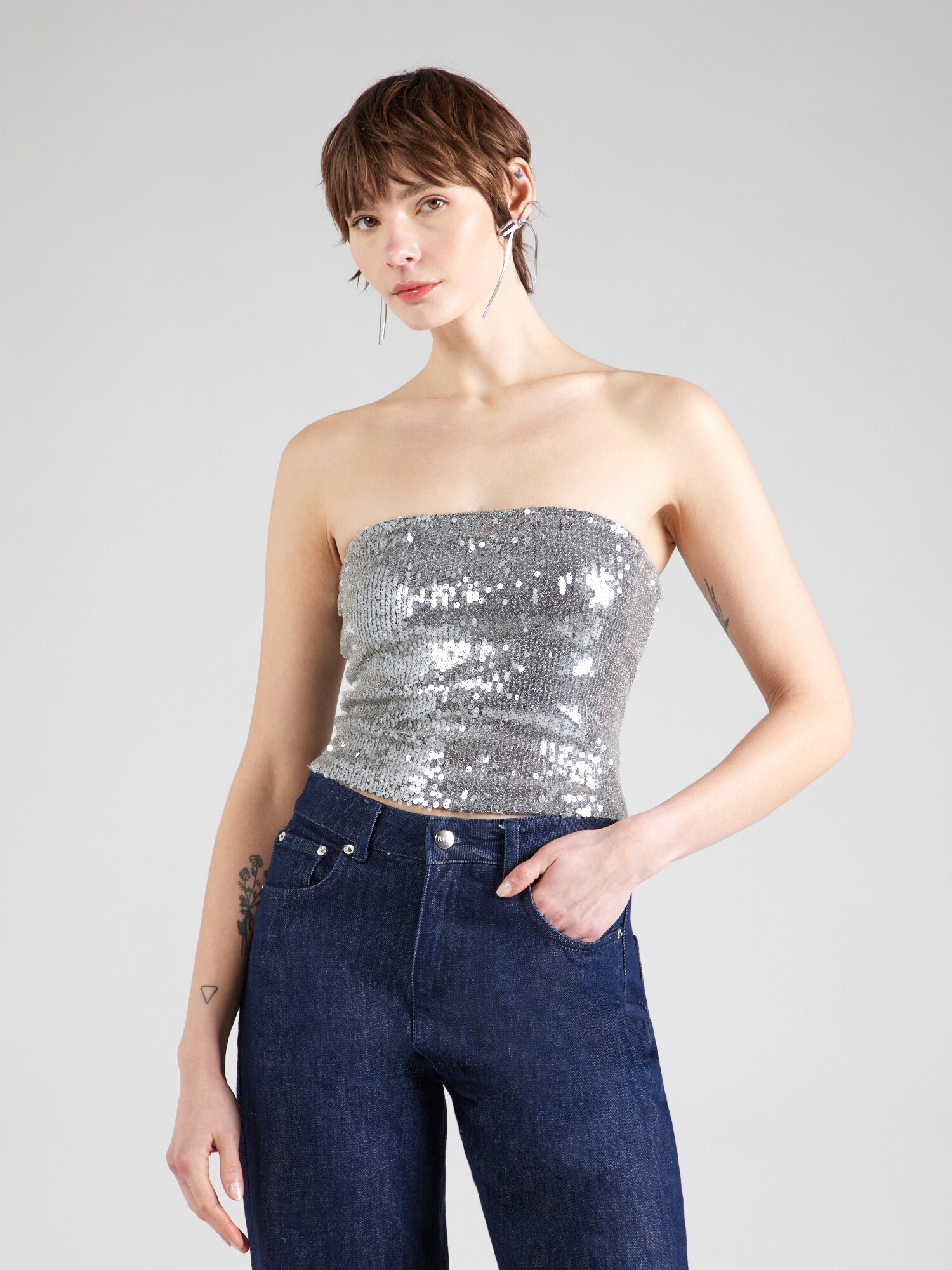 TOPSHOP Top  ezüstszürke termék 2. képe