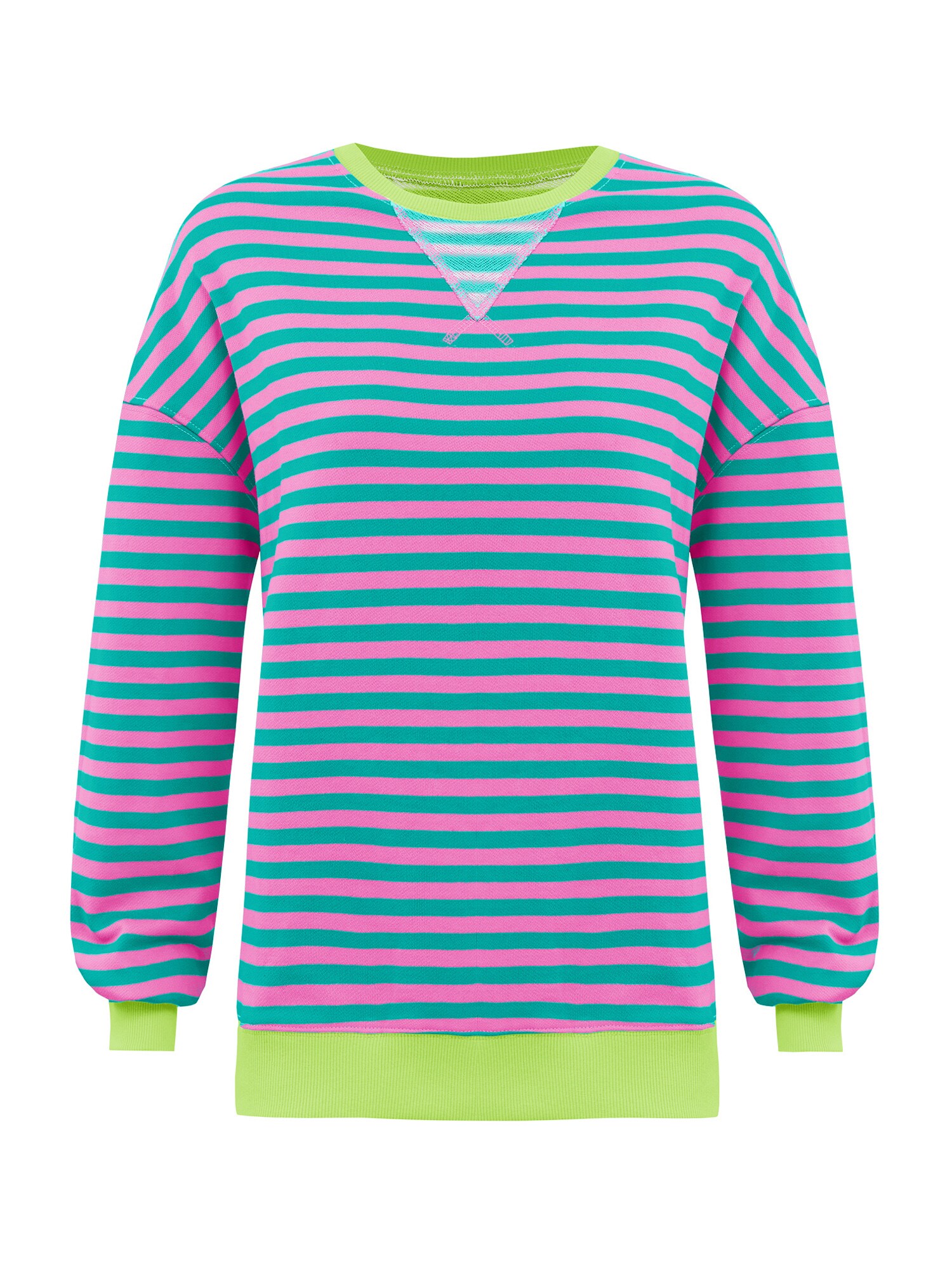 Imily Bela Bluză de molton  verde neon / verde închis / roz