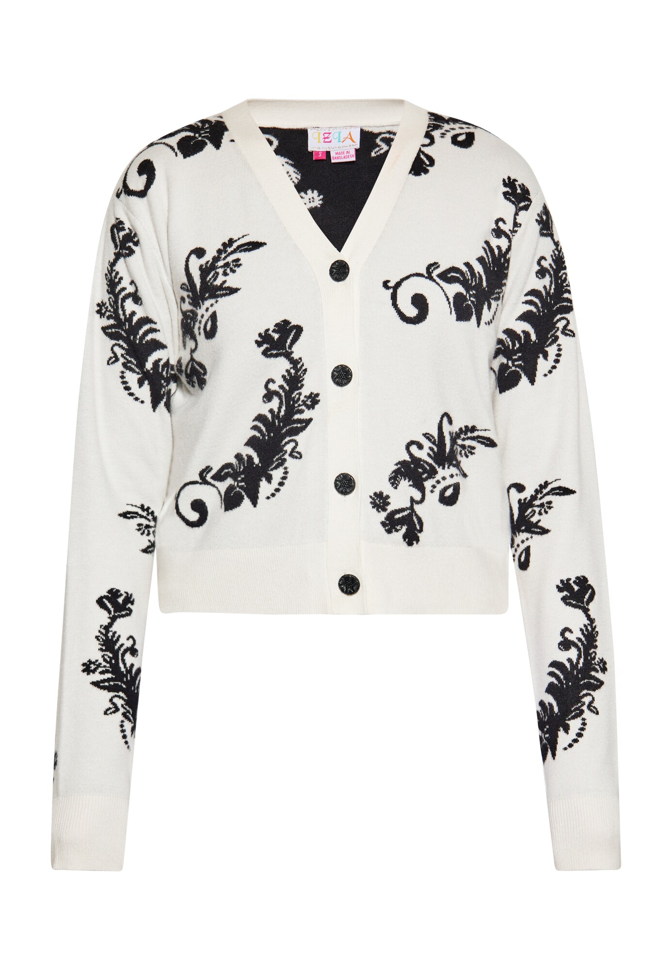 IZIA Cárdigan negro / blanco lana