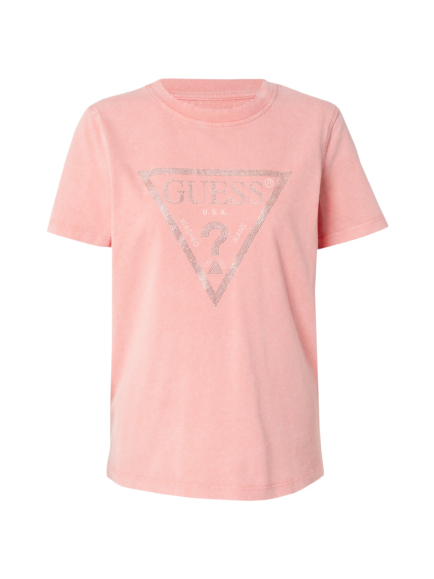 GUESS Marškinėliai rožinė / sidabrinė