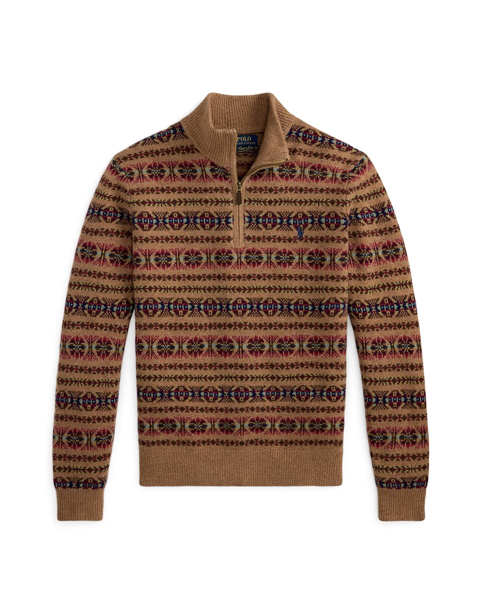 Tröja beige / marinblå / brun
