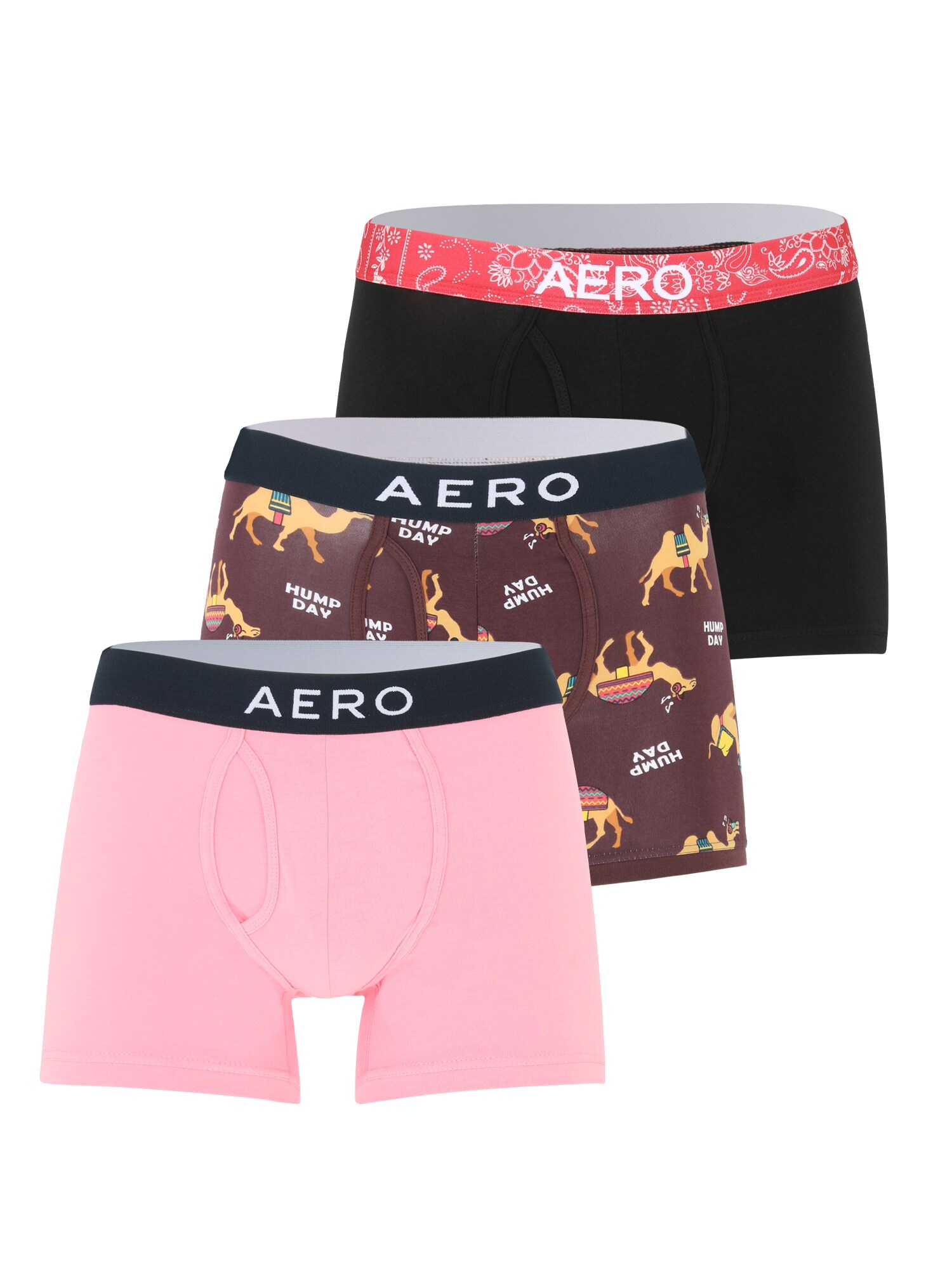 AÉROPOSTALE Boxerky  tmavohnedá / ružová / čierna / biela
