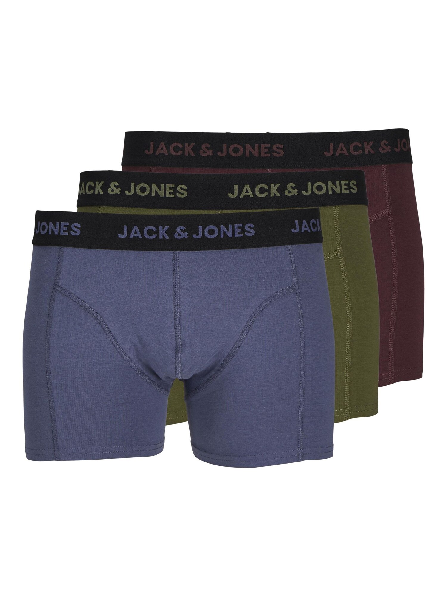 JACK & JONES Boxerky 'JACJerry'  zafírová / olivová / vínovo červená / čierna