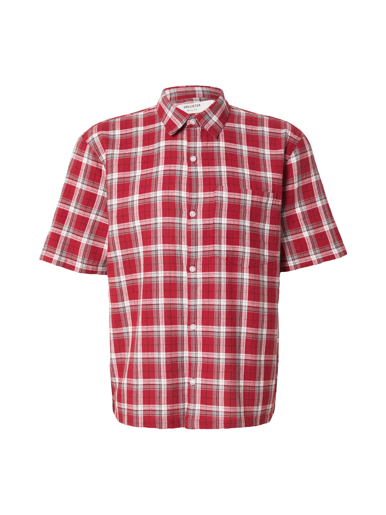 HOLLISTER Košeľa 'MALLCORE'  svetlosivá / červená / biela