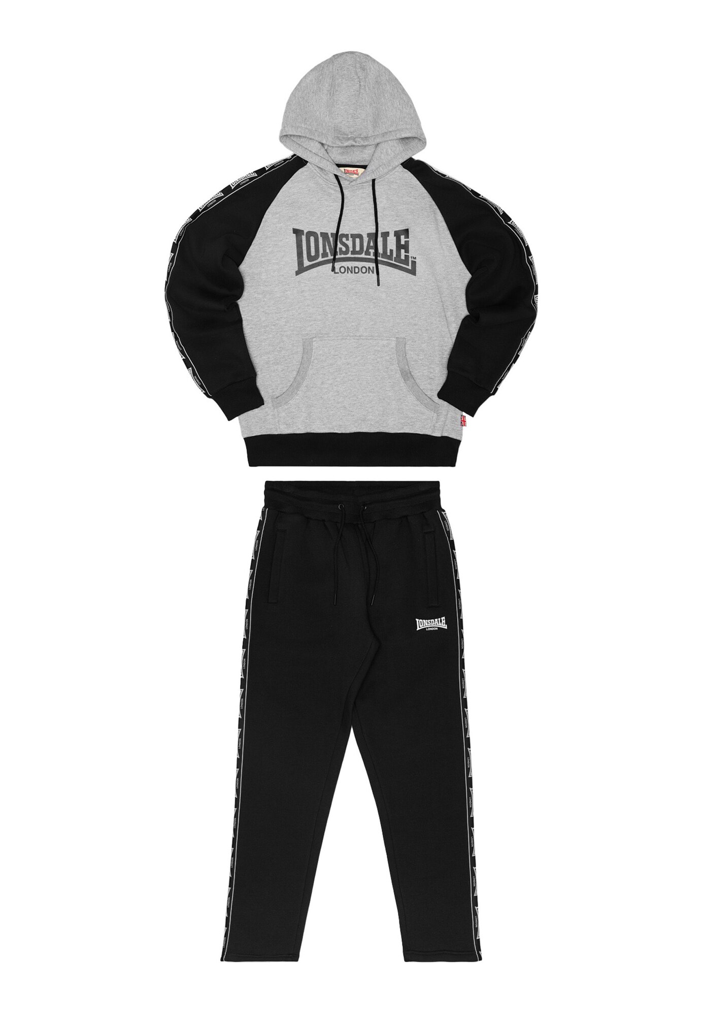 LONSDALE Joggingová súprava 'Holburn'  sivá / čierna