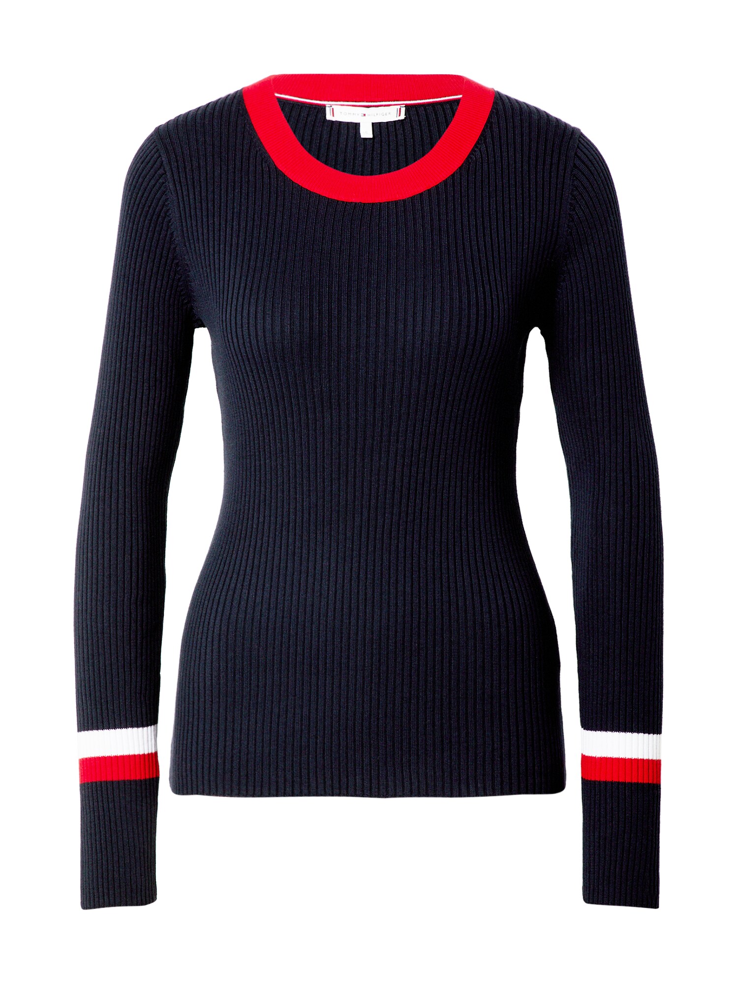 TOMMY HILFIGER Megztinis  raudona / balta / tamsiai mėlyna
