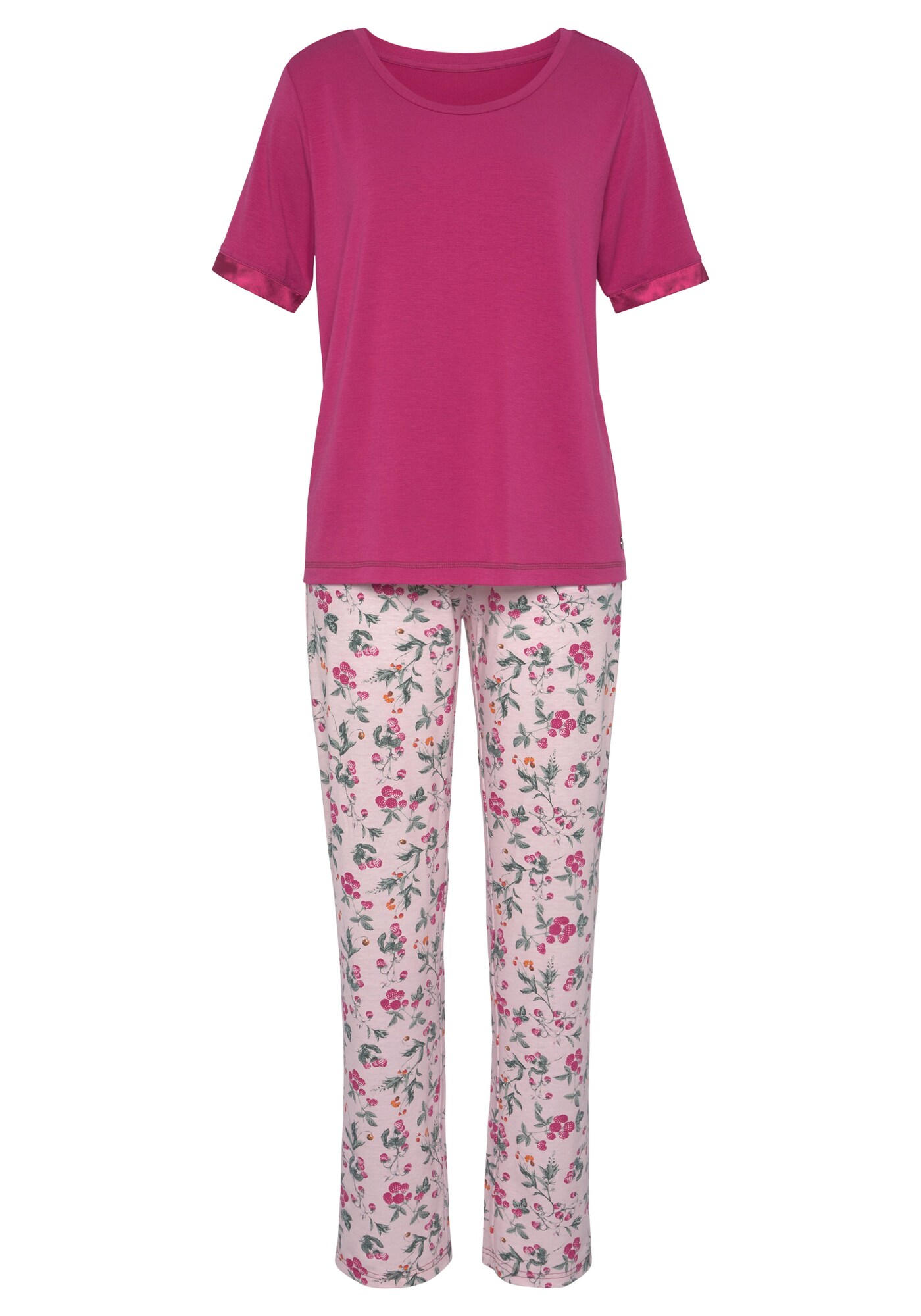 LASCANA Pijama Summer  verde închis / ciclam / portocaliu mandarină / roz deschis / alb