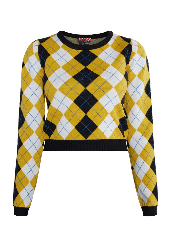 myMo ROCKS Pullover 'Ucy' Damen Größe M blau / gelb / schwarz / weiß