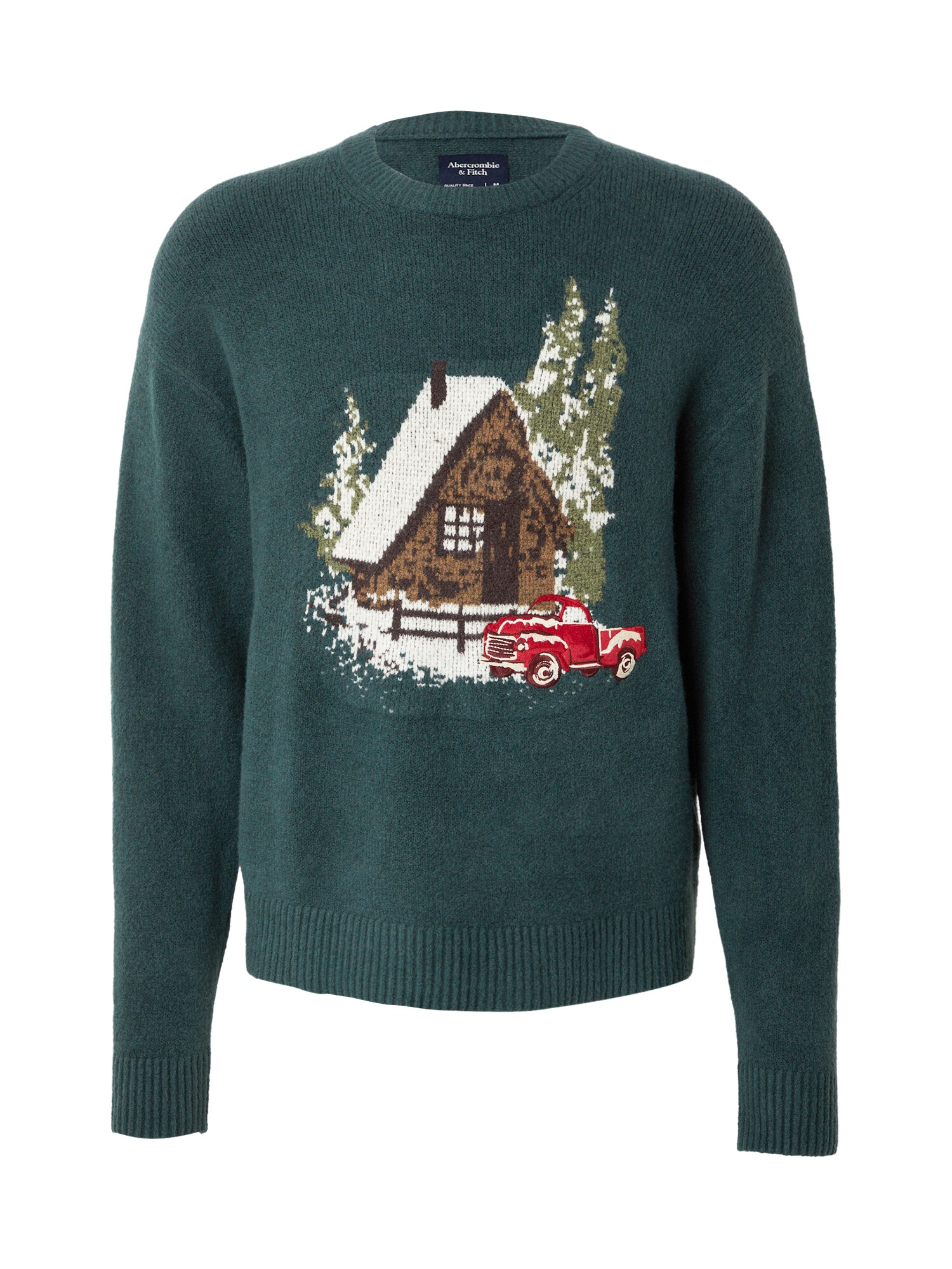 Abercrombie & Fitch Pulover HOLIDAY NOVELTY  maro / verde închis / roșu / alb