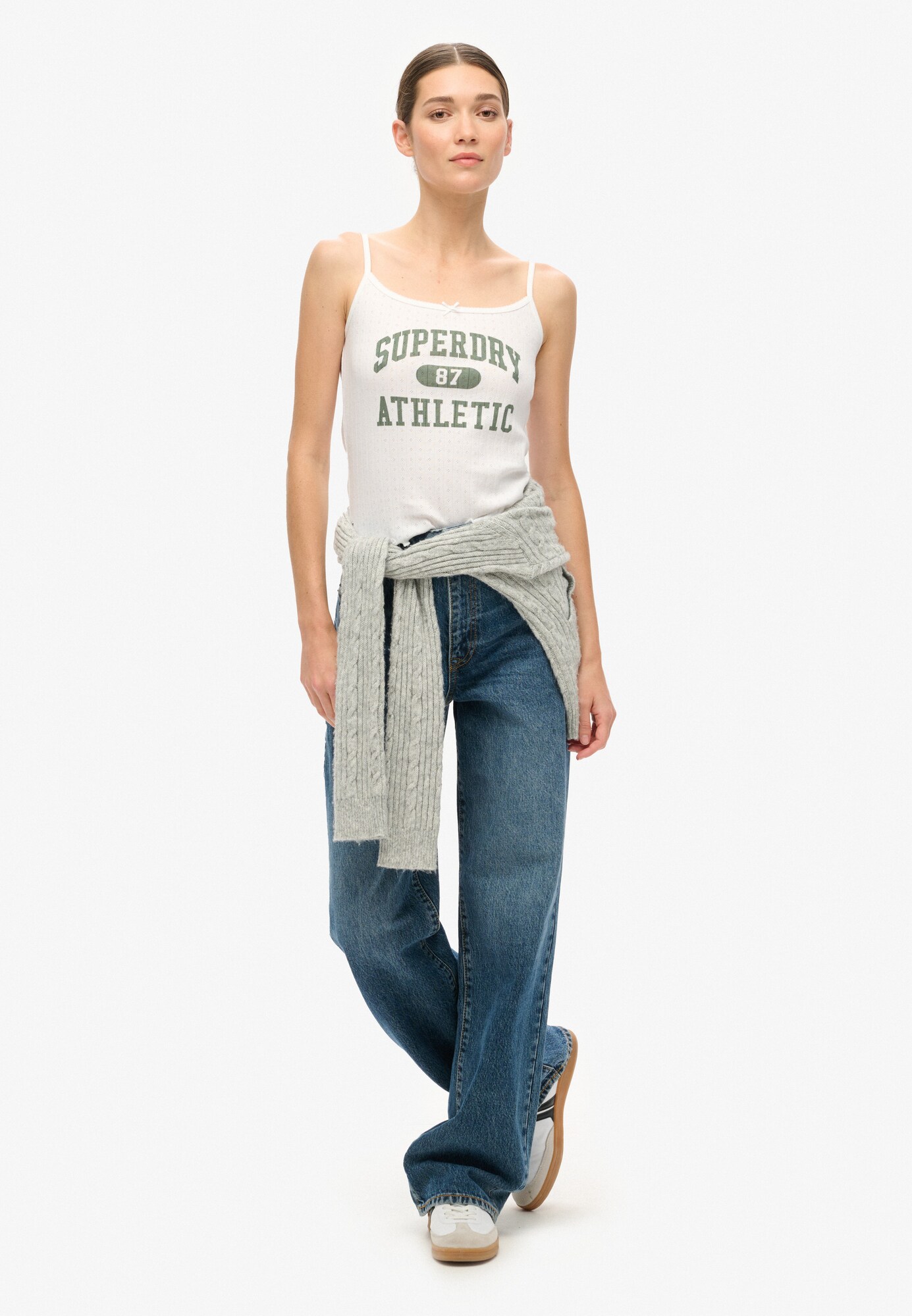 Superdry & Co Top zelená / biela ako vlna (obrázok 4)