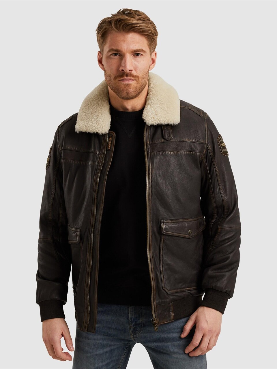 Övergångsjacka 'Snowprop leather jacket'