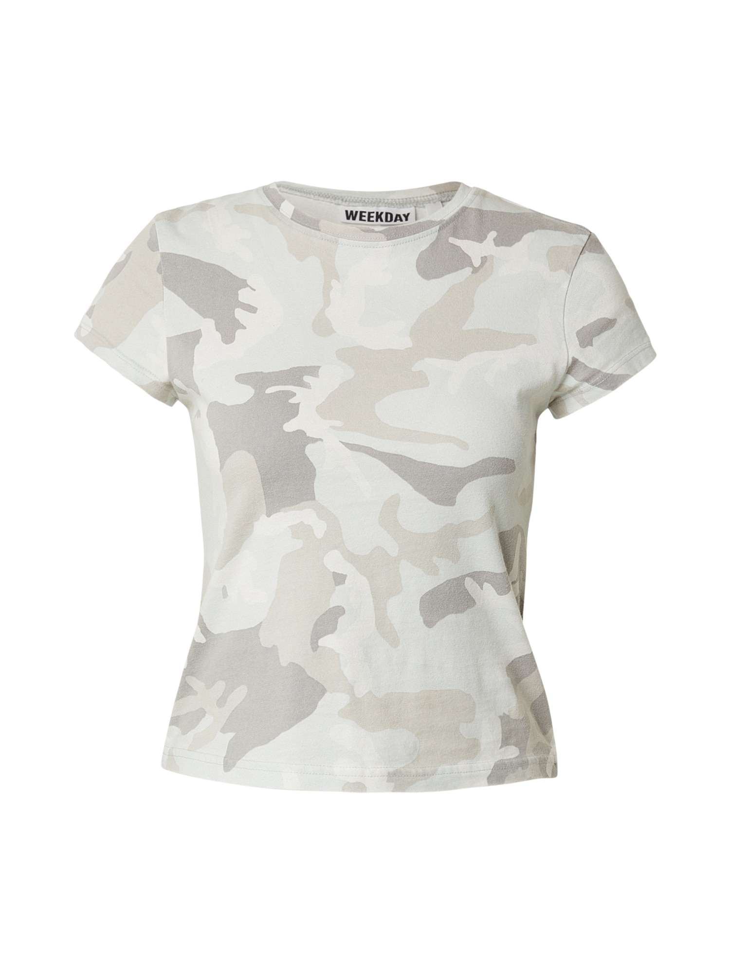 WEEKDAY Tricou  gri / grej / gri deschis / alb