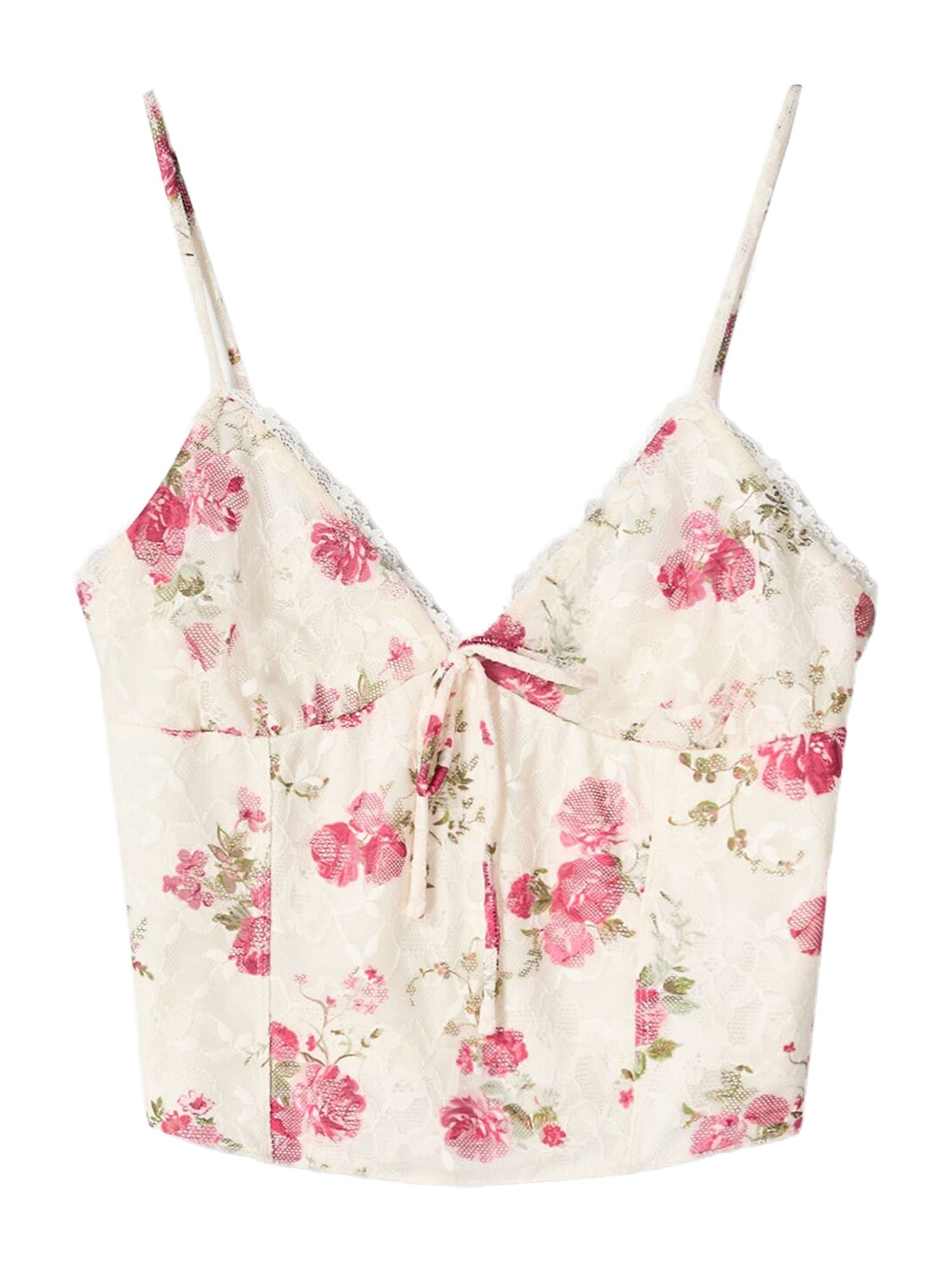 Bershka Top  ecru / oliv / roz / roz pitaya