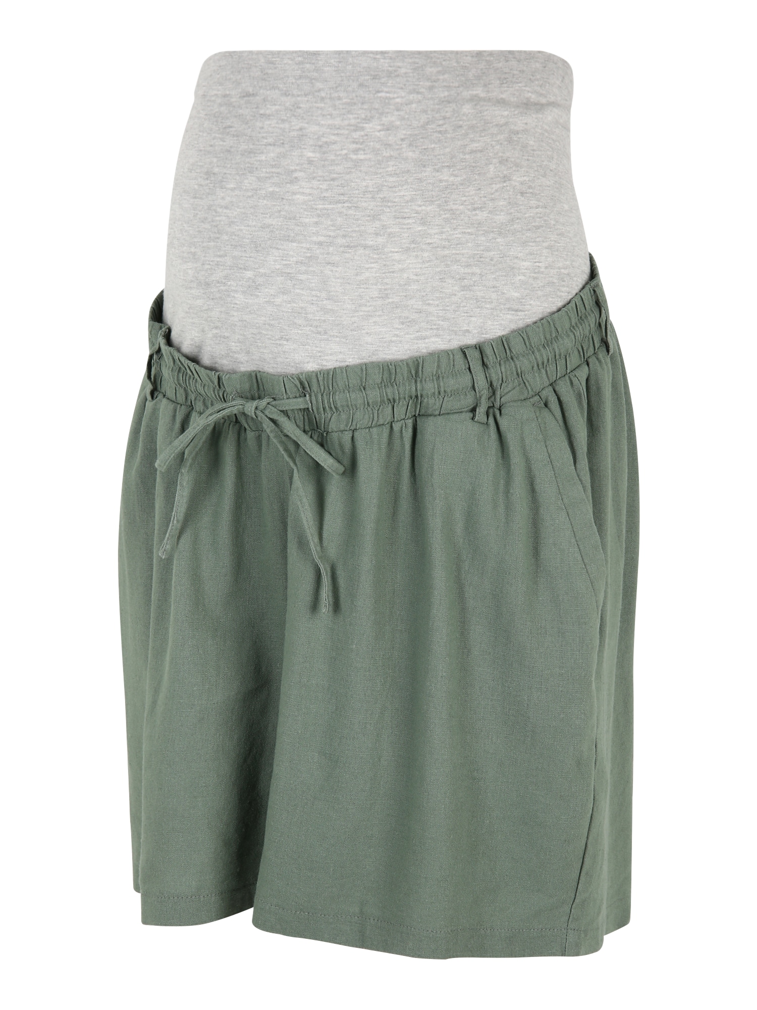 Mamalicious Curve Kelnės 'BEACH' pastelinė žalia / margai pilka